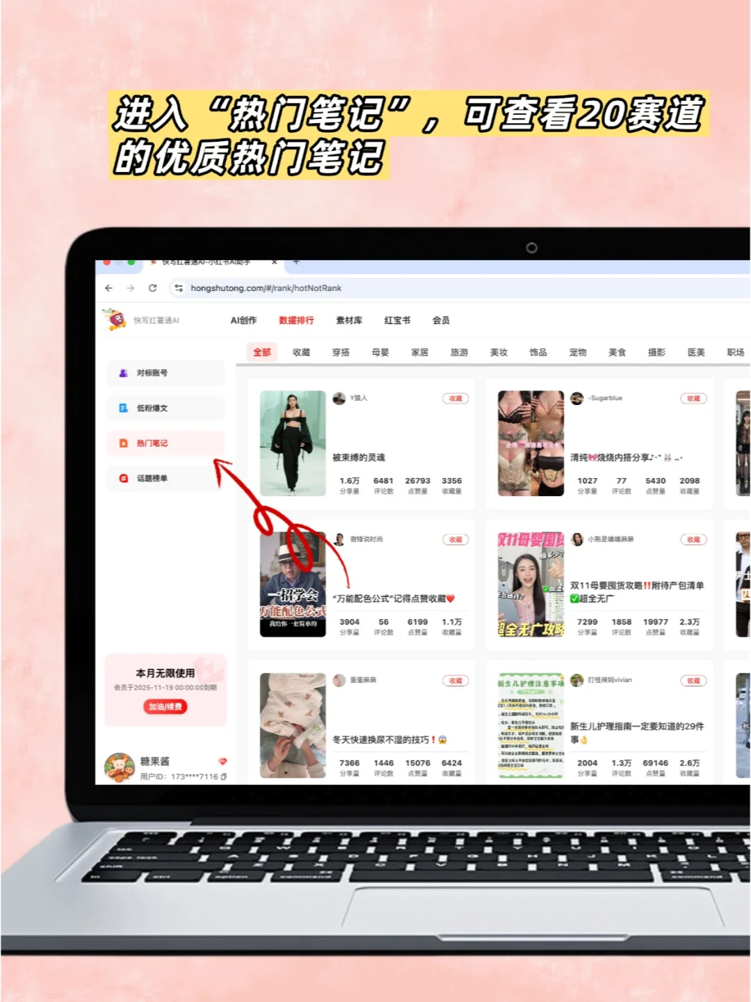 小红书网页版数据排行入口➡️