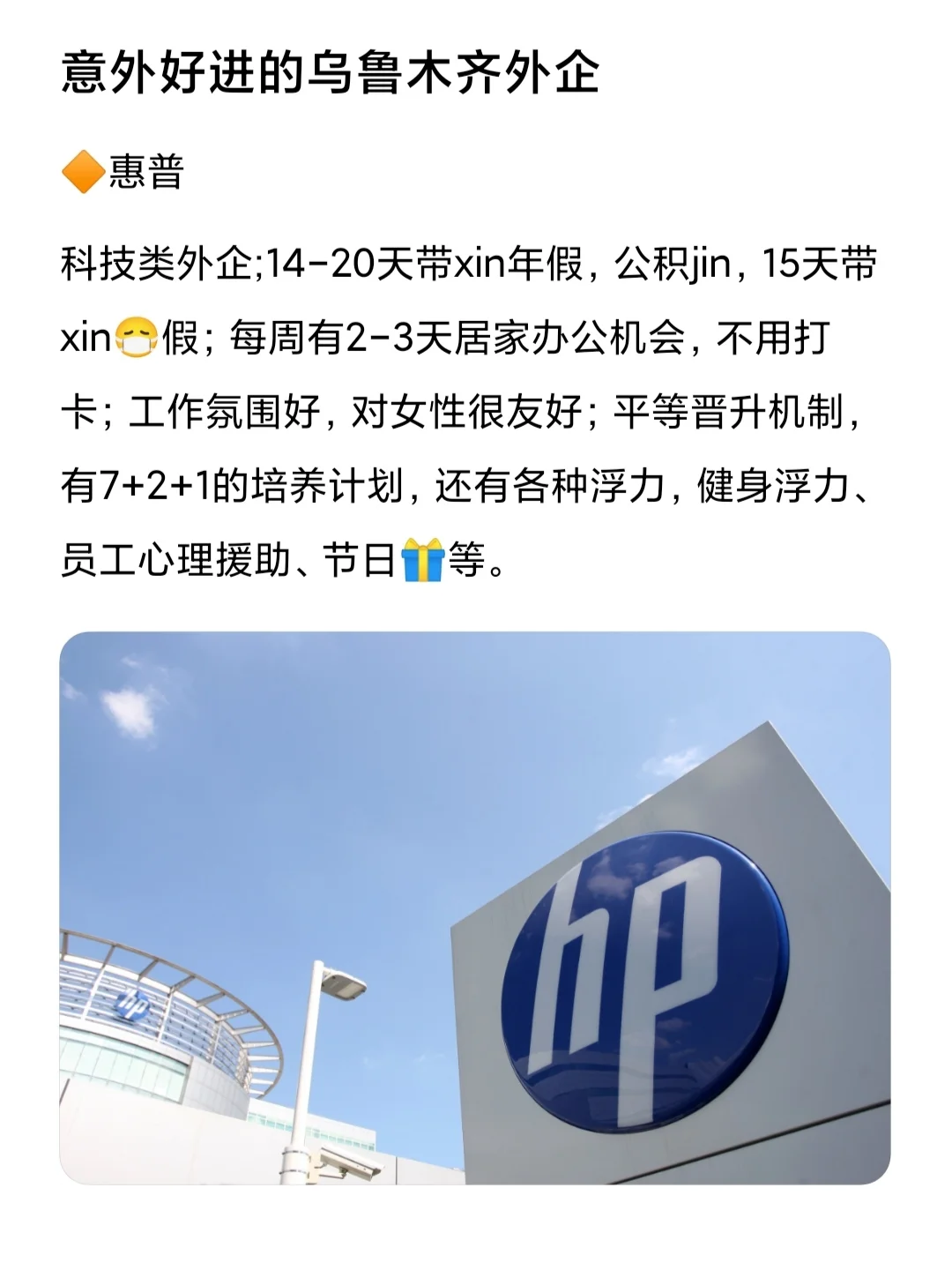 意外好进的乌鲁木齐外企