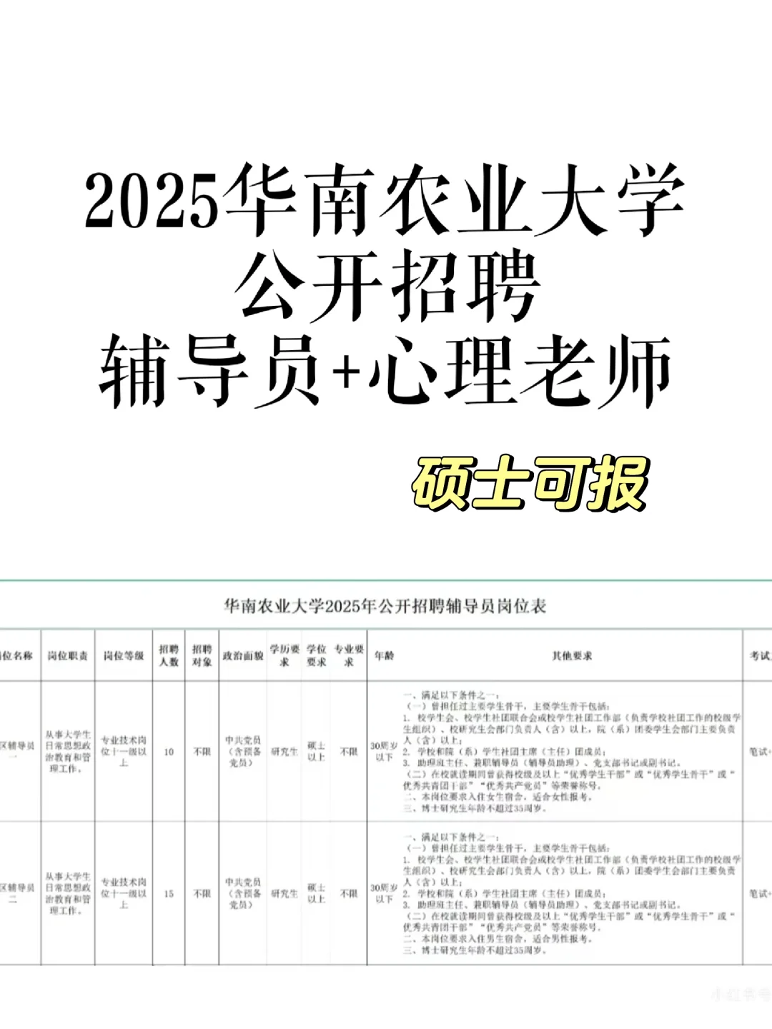 招聘|3.20-3.26报名|华南农业大学