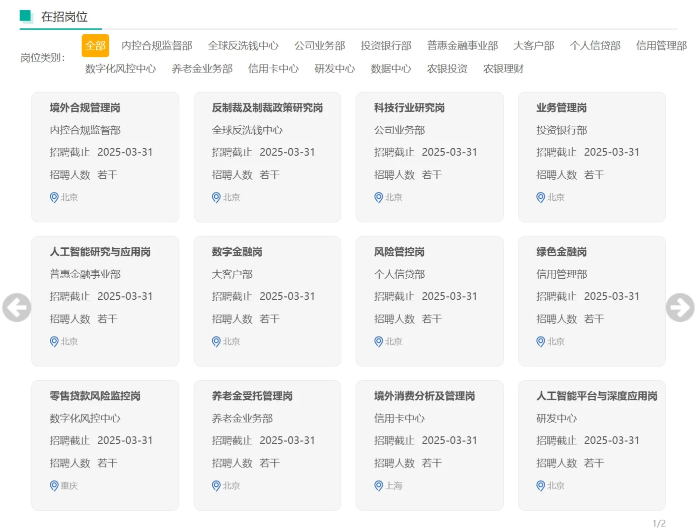农行总行也开始社会招聘了