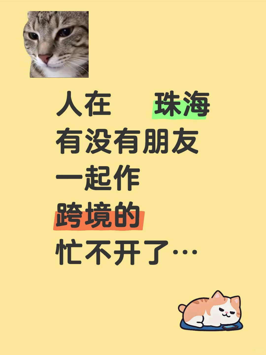 地区珠海，蹲个搭子，不在也👌