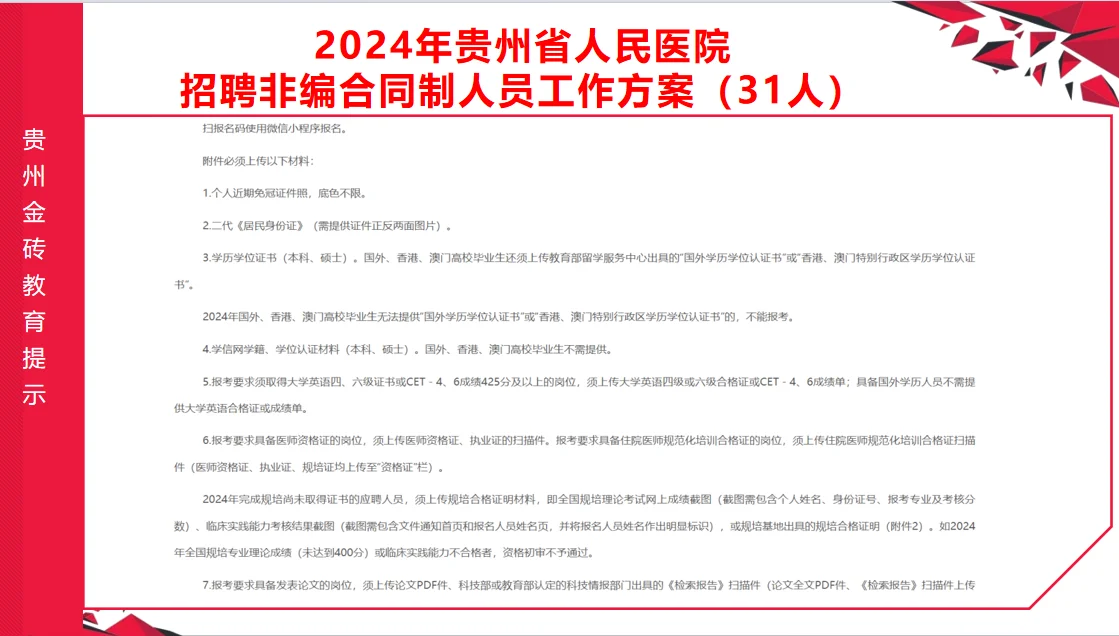 2024年贵州省人民医院招聘合同制人员31人