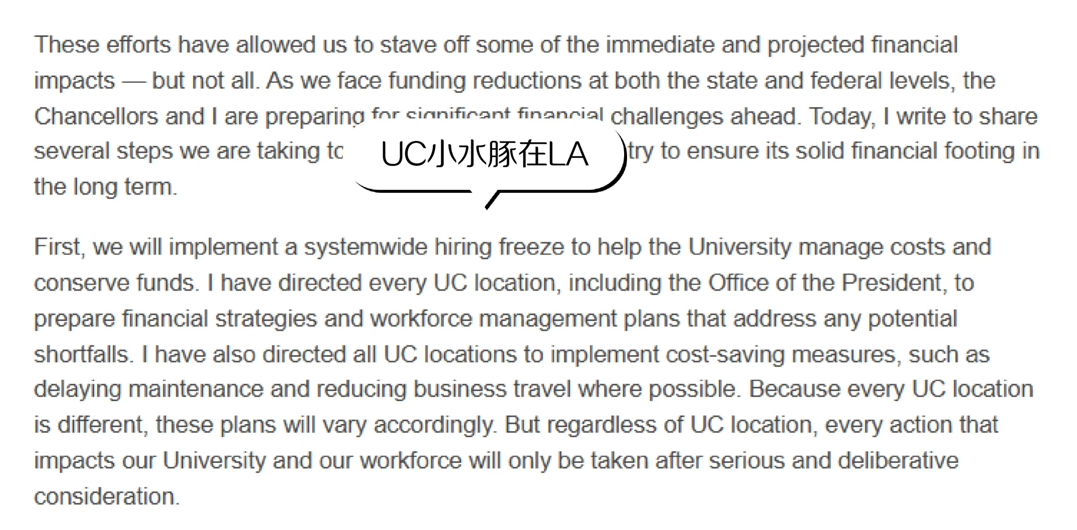 加州大学系统全系列学校冻结招聘🥲