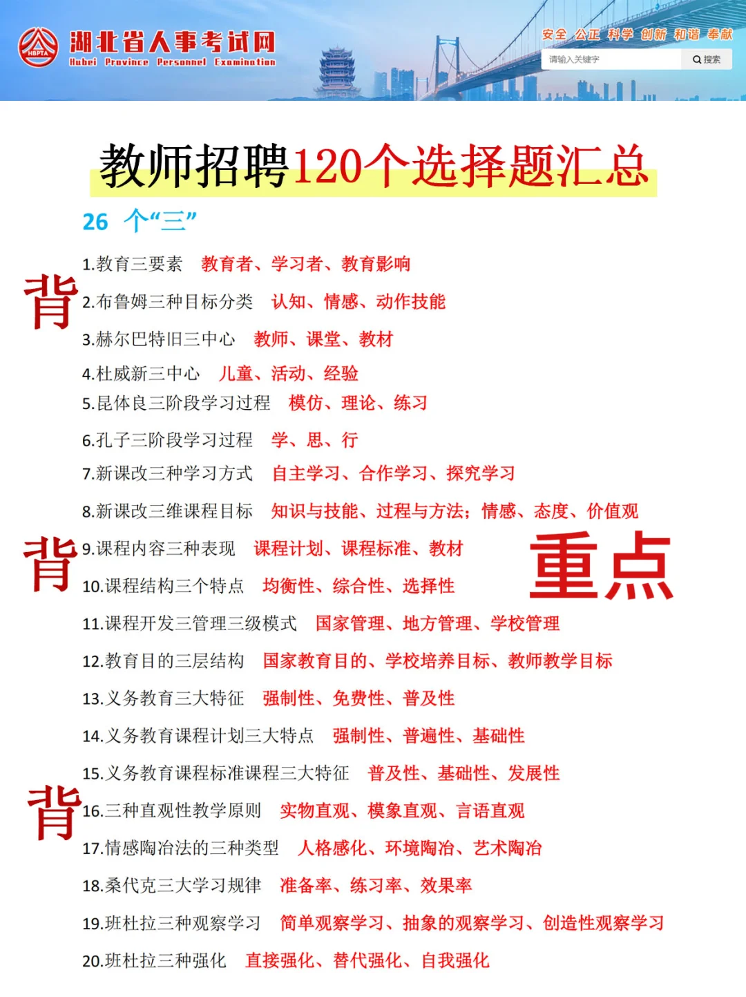 这不算泄题吧？25湖北教师招聘重点就这些！