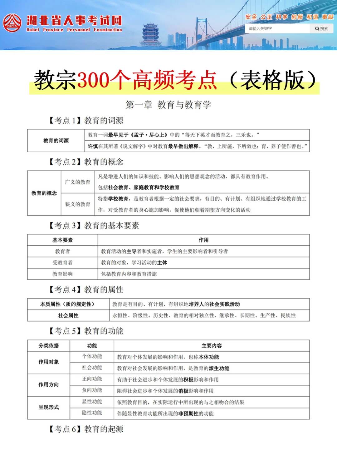 4.19湖北教师编，就这8页纸，背完保底92分