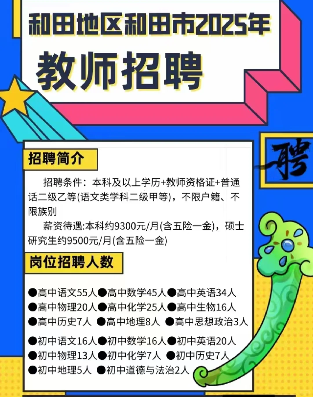 新疆和田市教师招聘