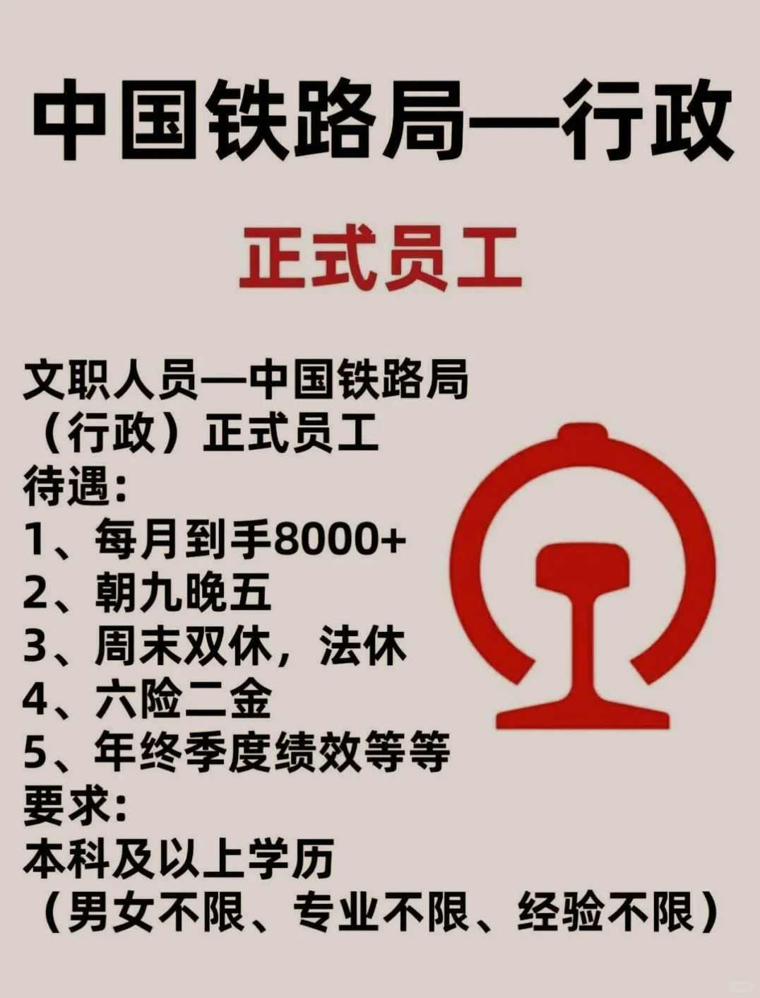 [向右R]中国铁路局缺人啦！！1W➕岗位！[害