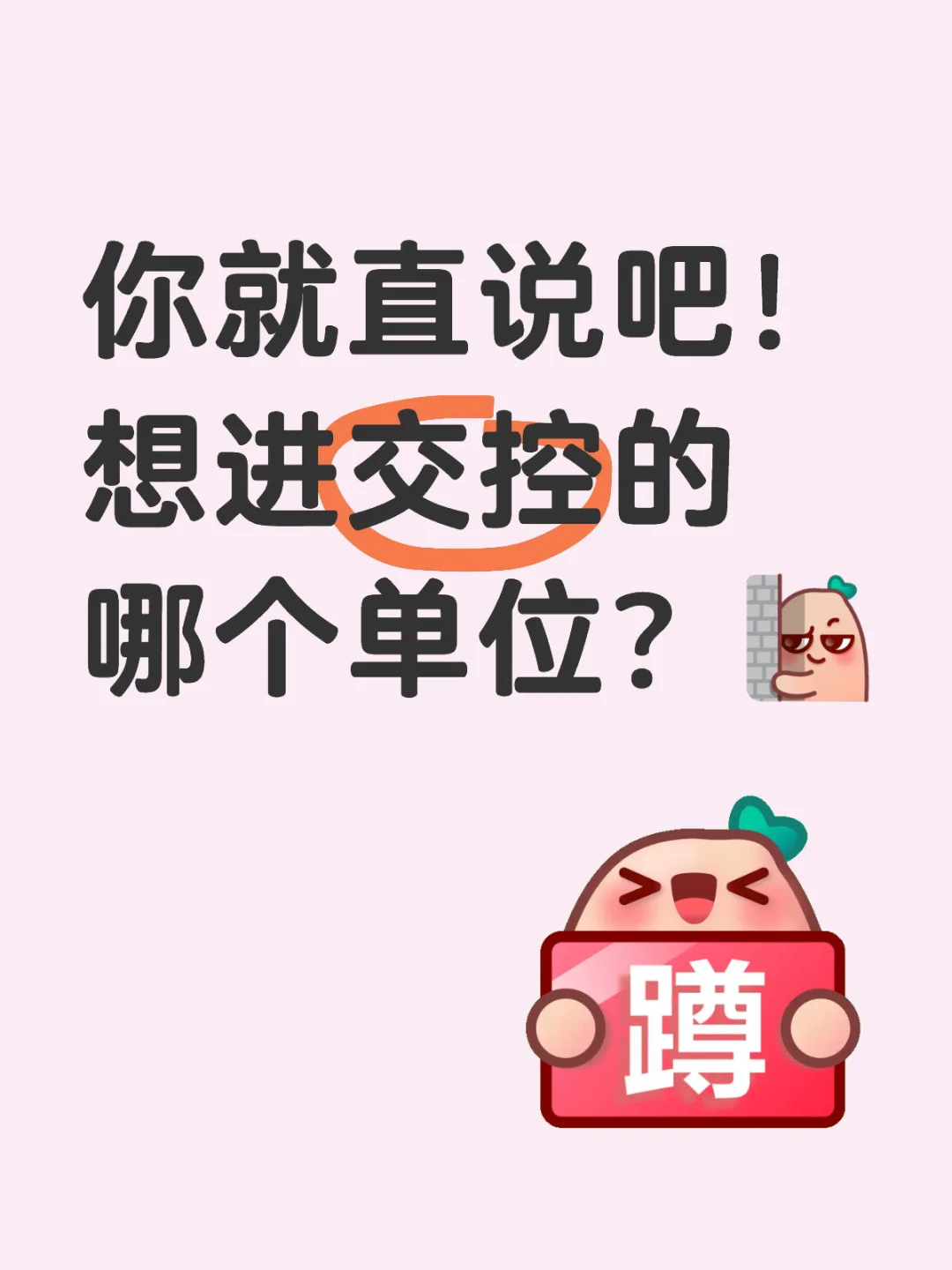 你就直说吧！想进交控的哪个单位？[暗中观察R