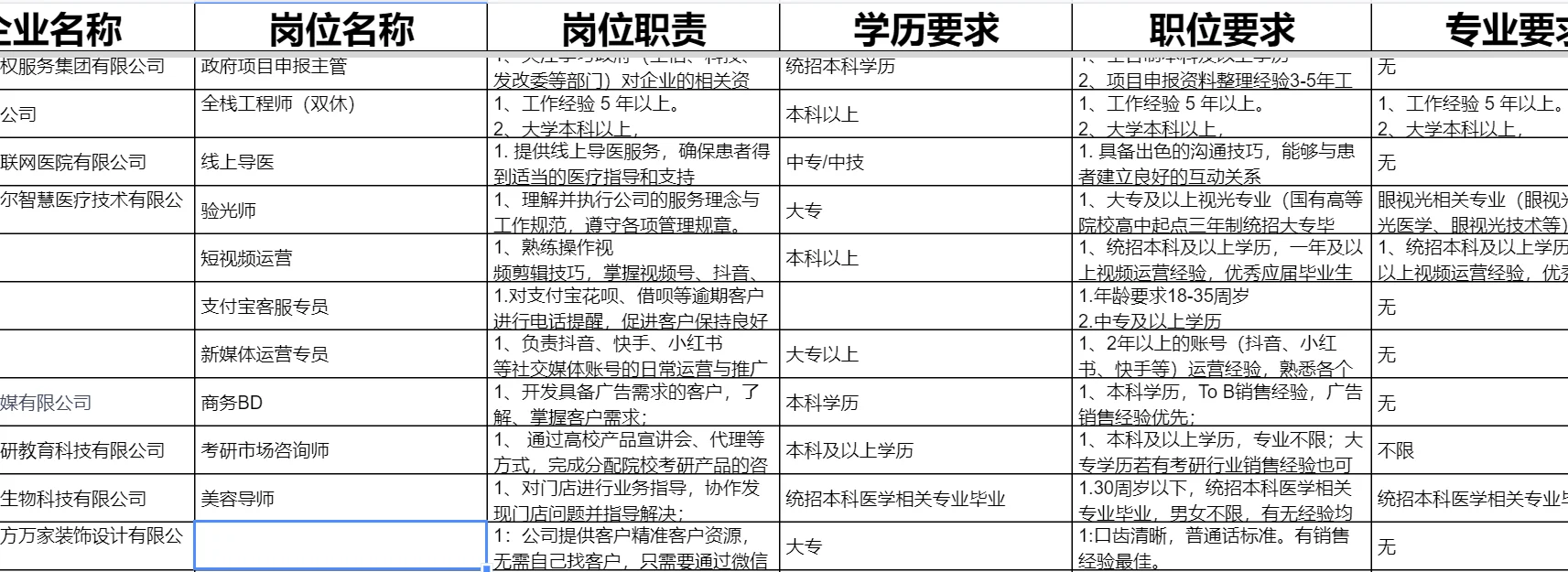 济南找工作各大公司在招岗位，可筛岗推荐
