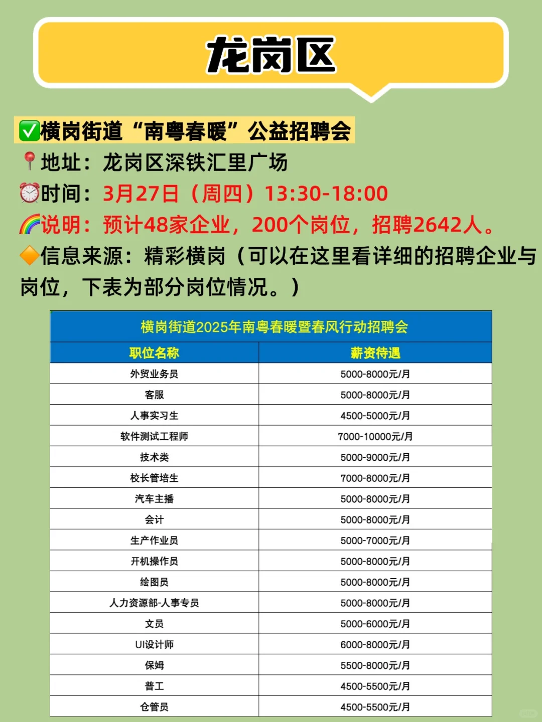 3月27日~28日⏰，深圳招聘会汇总，线上+线下