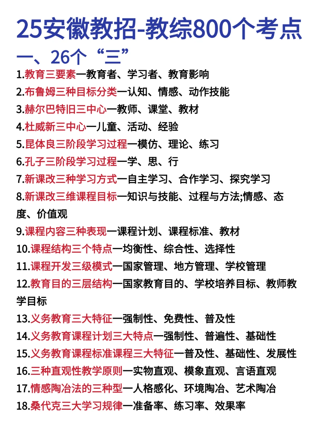 这周日安徽教师招聘简答题就考85道！熬夜背