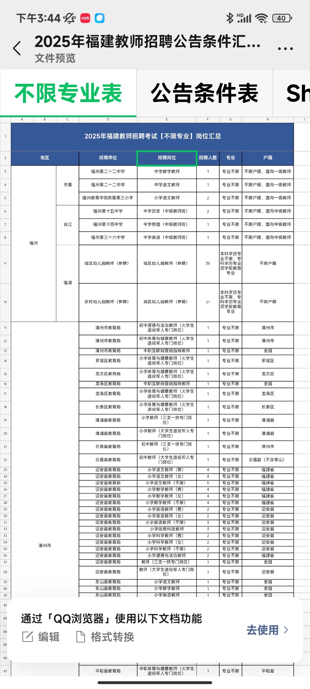 福建25教招不限专业合集
