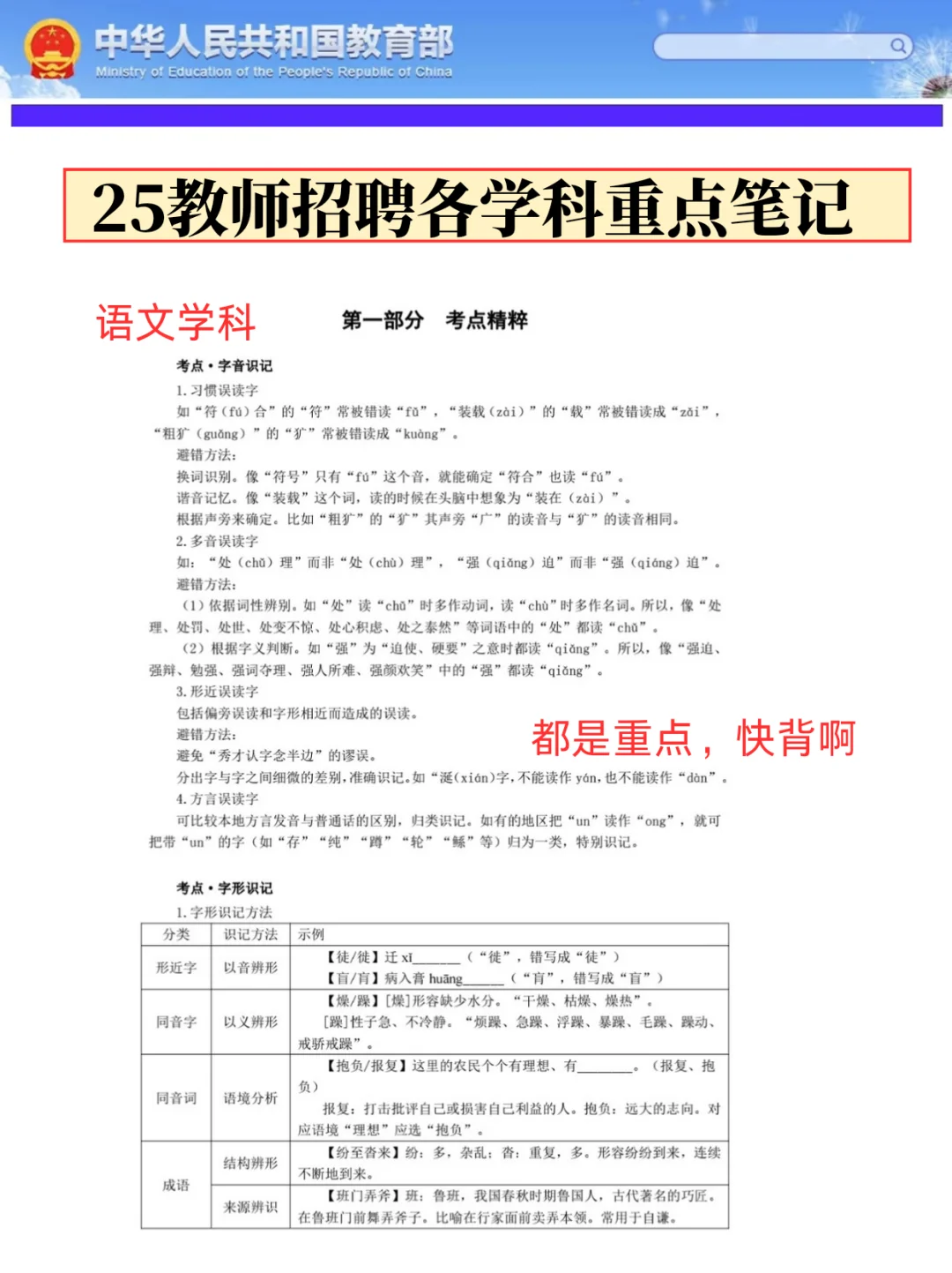 25教师招聘五大考点预测已出，熬夜背