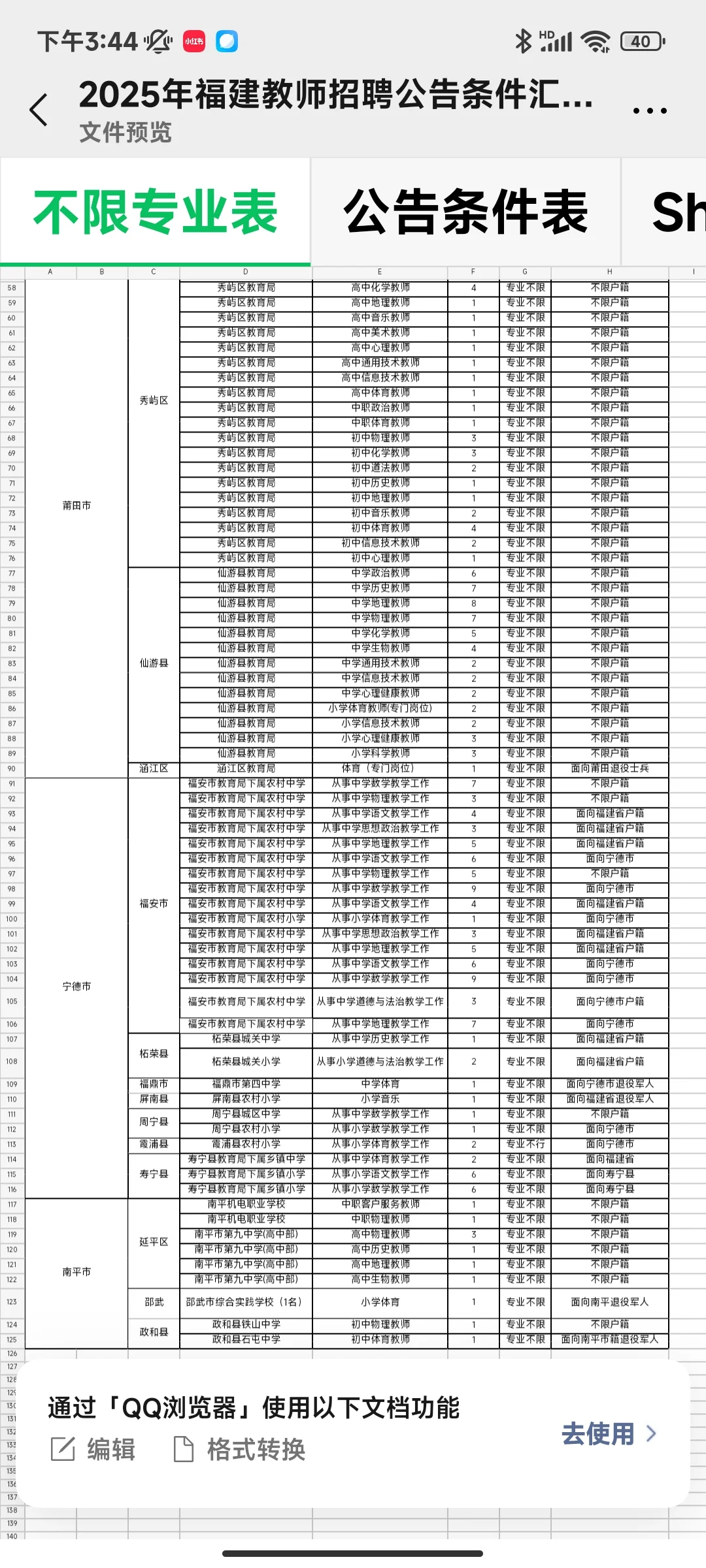 福建25教招不限专业合集