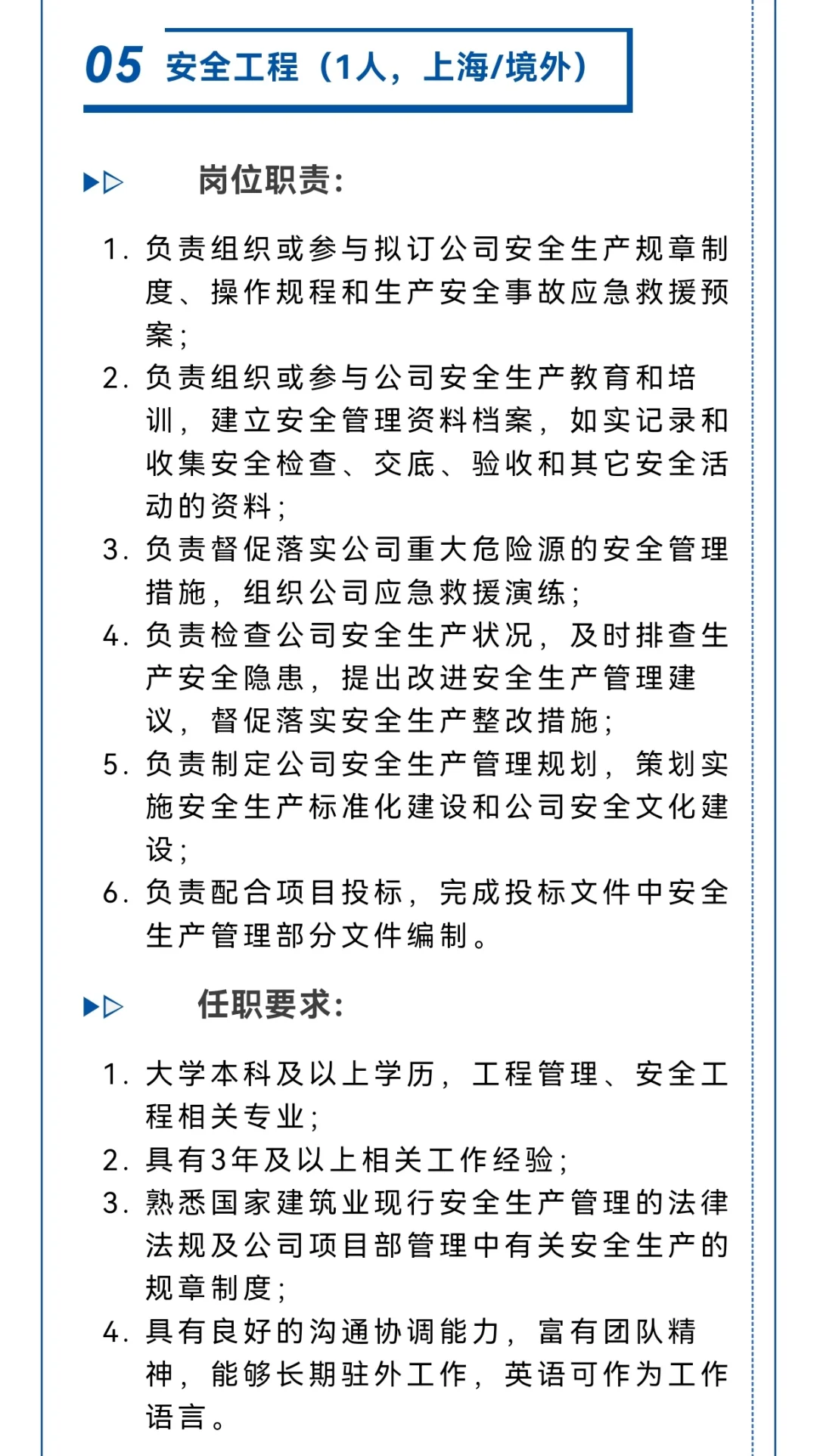 央企子公司海外岗位招聘