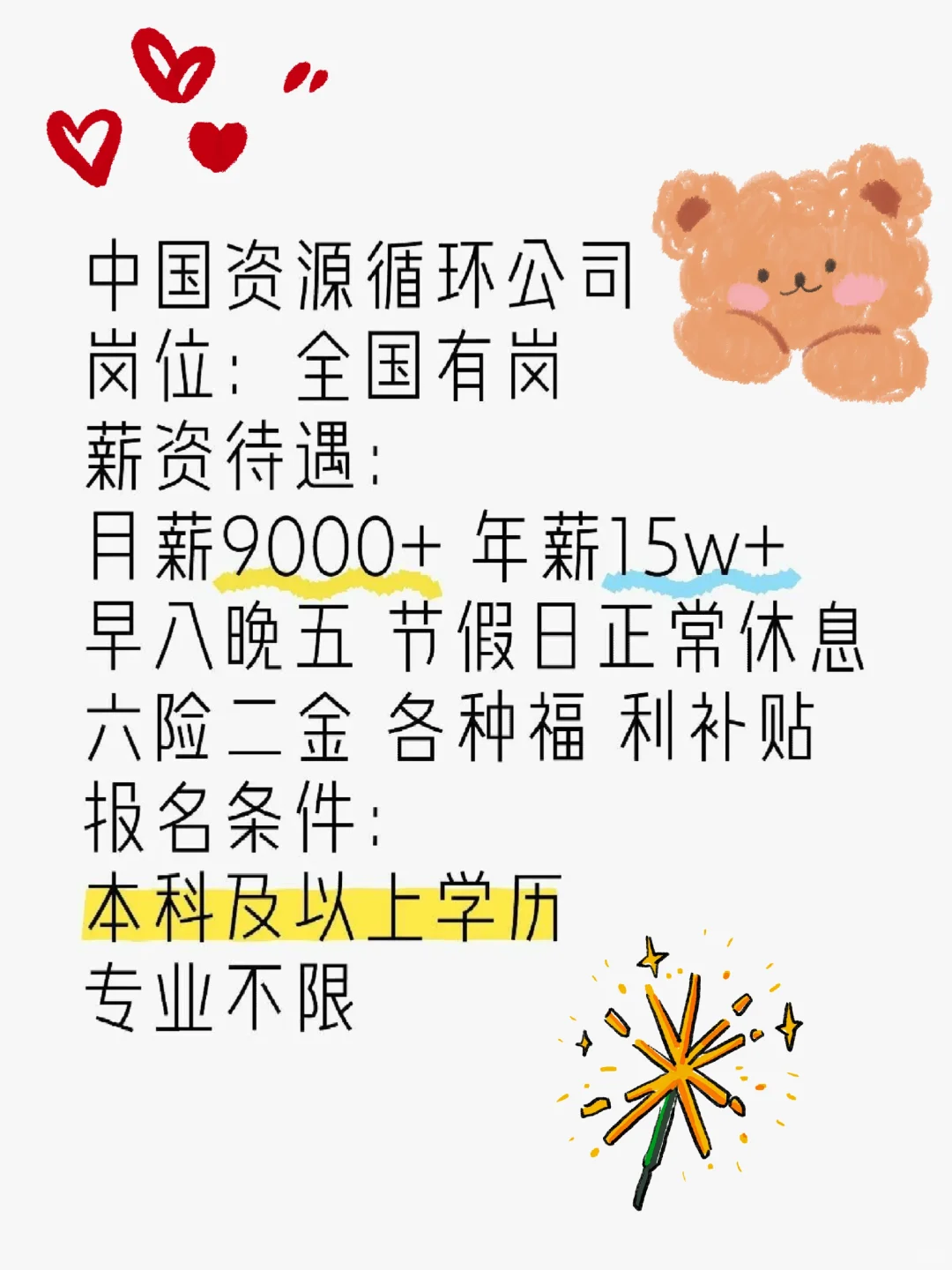 四月急招中国资源循环集团招聘了！！投就中