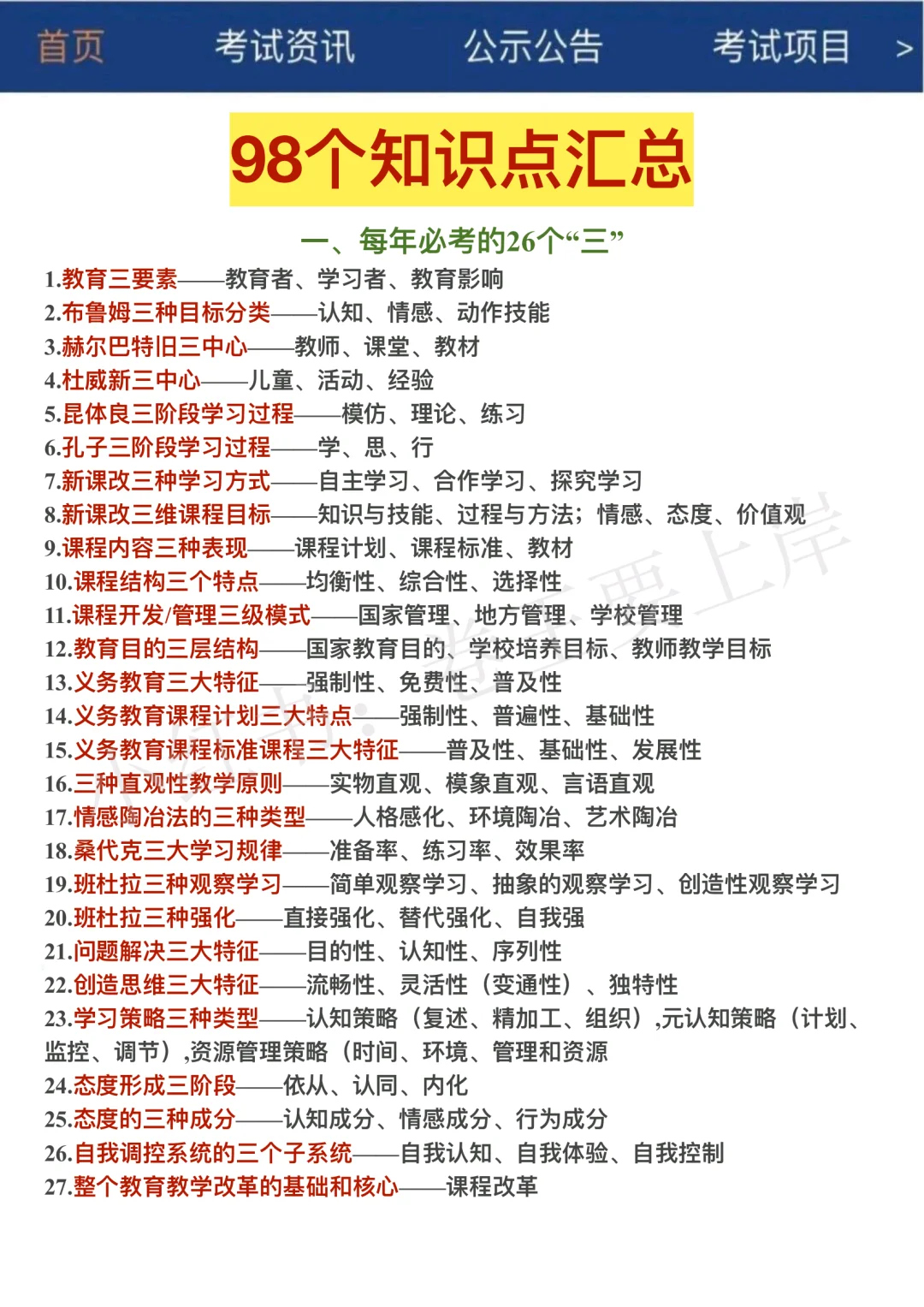 25教师招聘考试，3天背完，保底上90分‼️