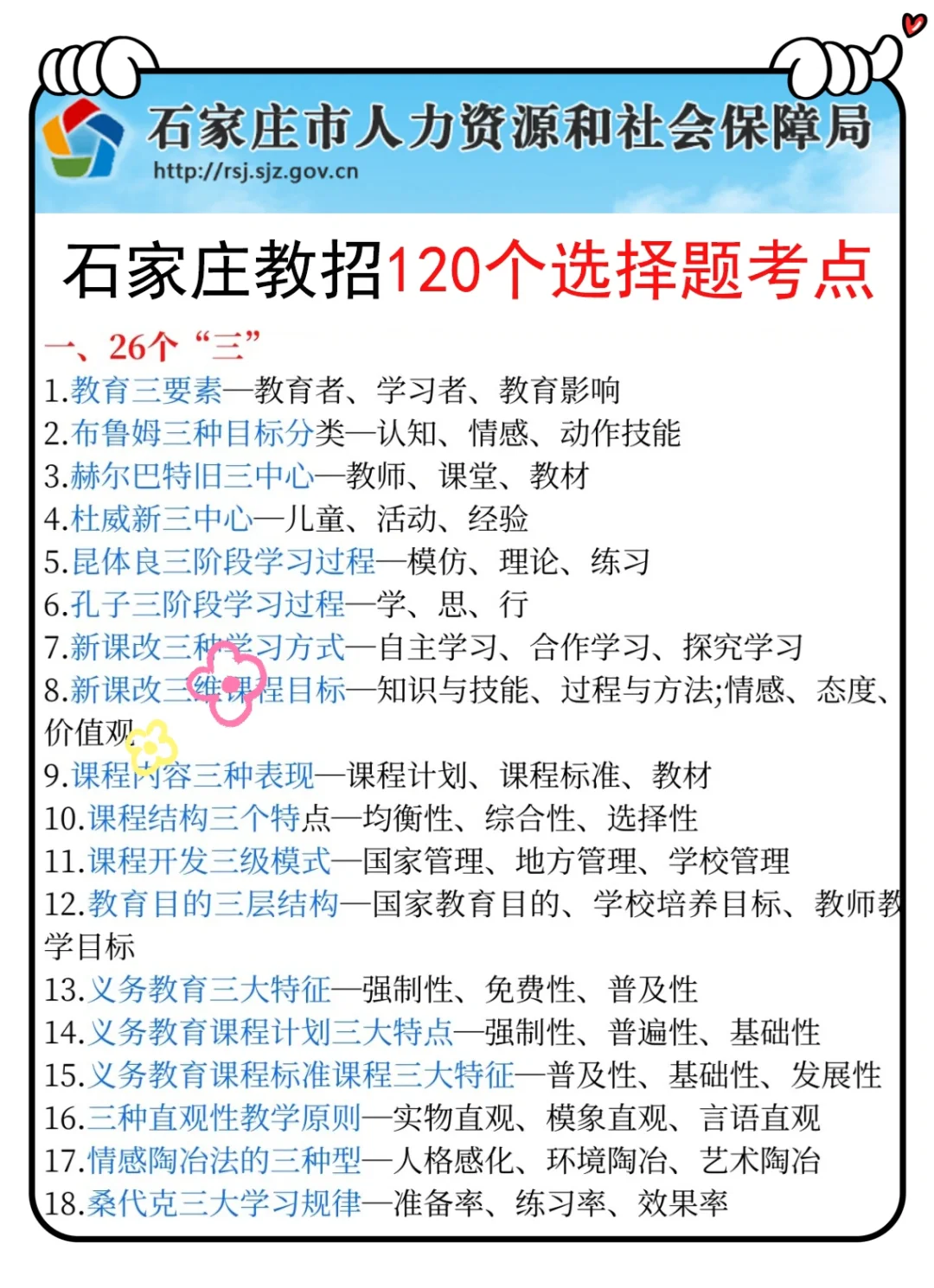 别玩了，5.10石家庄教招就这几页纸，熬夜背