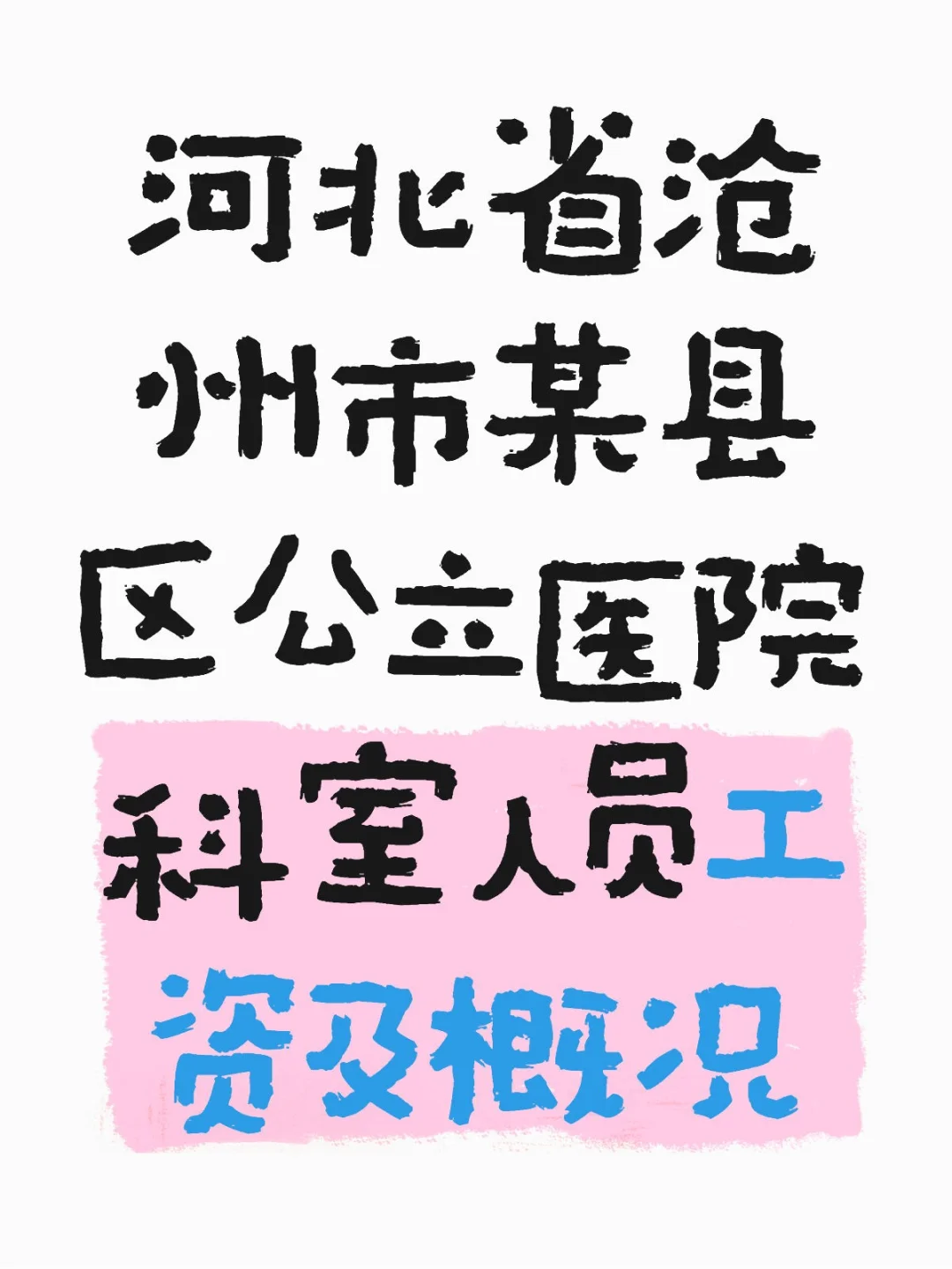 河北省沧州市某县公立医院科室人员工资概况