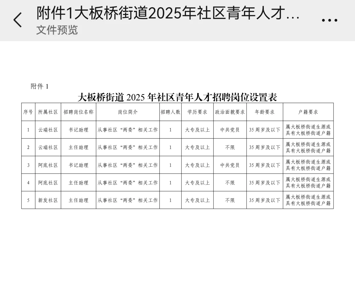 2025年昆明市大板桥街道社区青年人才招聘