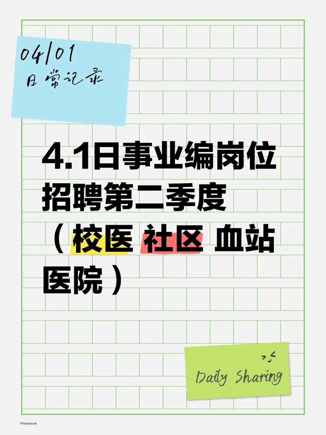4.1日事业编岗位招聘第二季度（血站 社区