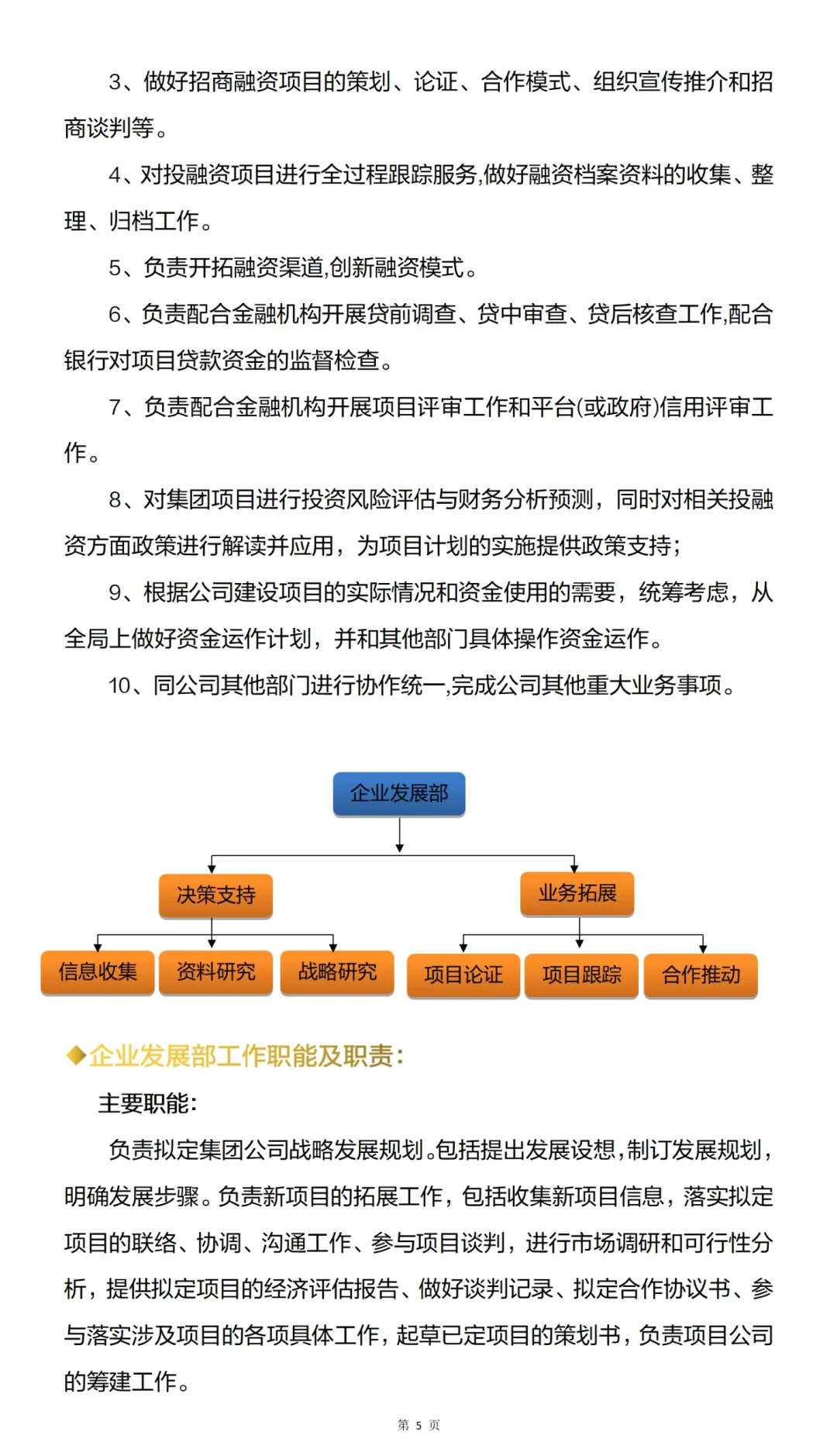 直接可以套用的公司组织架构及各部门职责