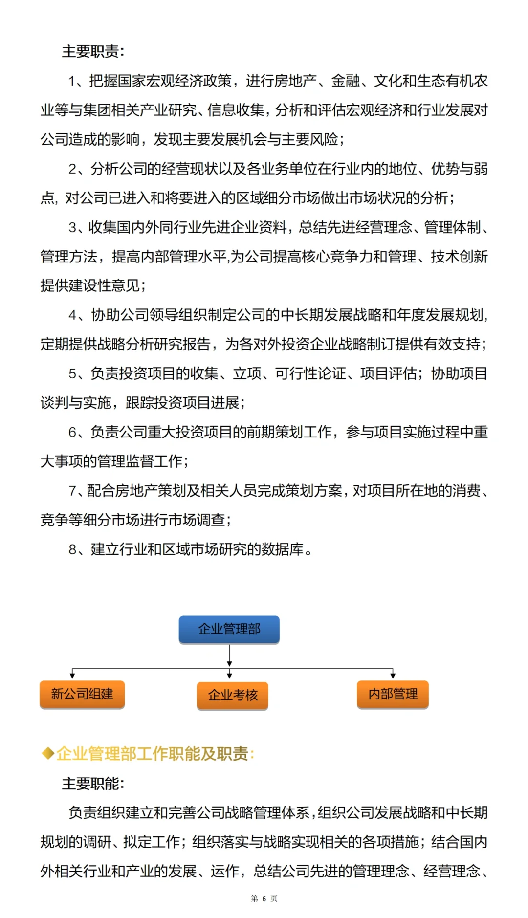 直接可以套用的公司组织架构及各部门职责