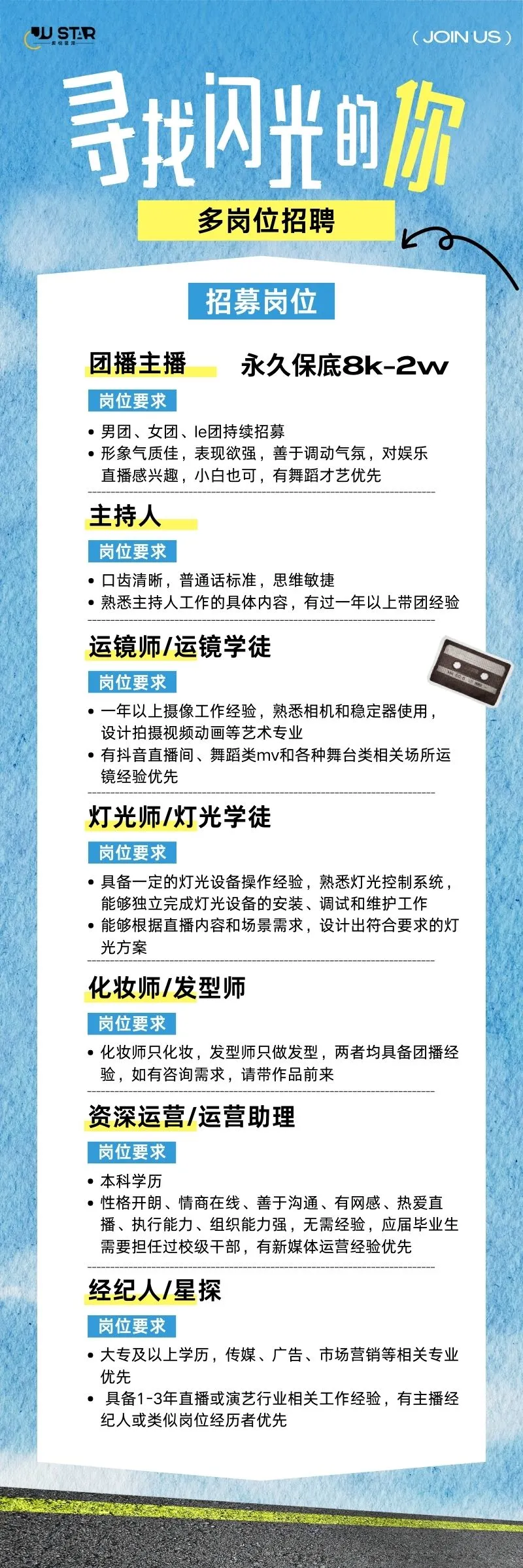 重庆传媒公司多岗位招聘！