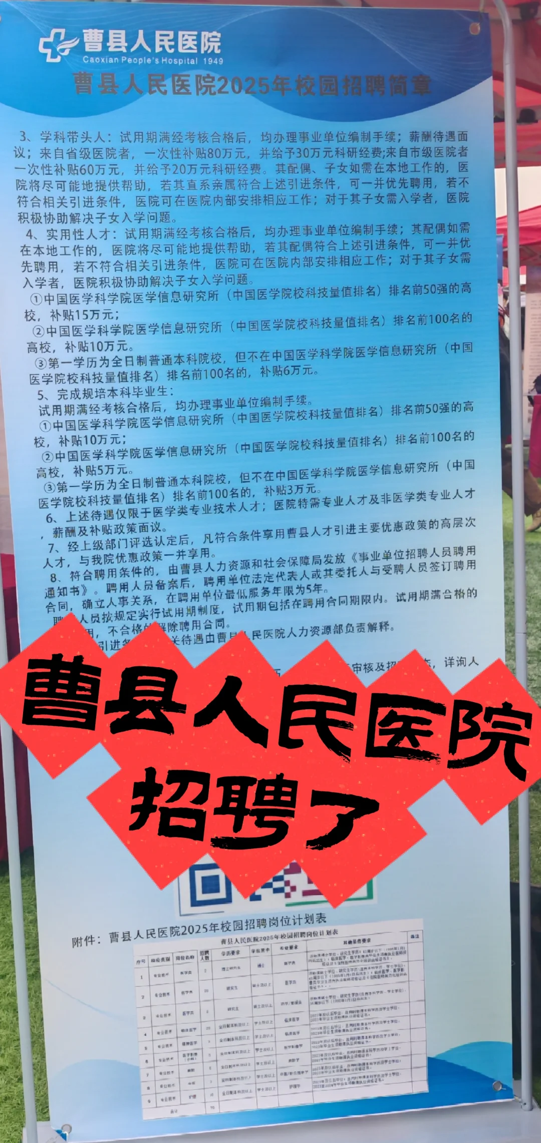 曹县人民招聘护理10人！！县立招聘9人！！