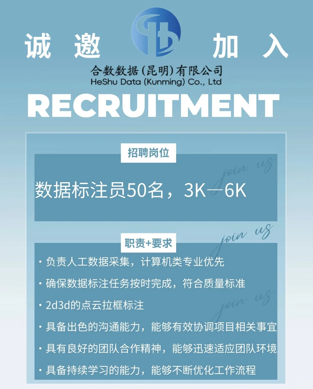 招聘！招聘！昆明找工作的看过来哦！