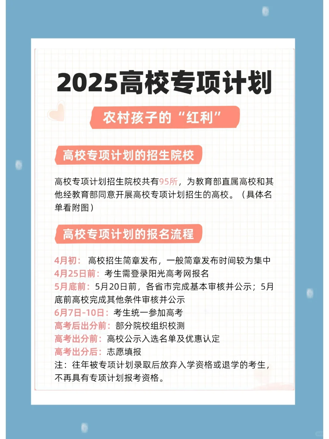 2025年高校专项计划来了