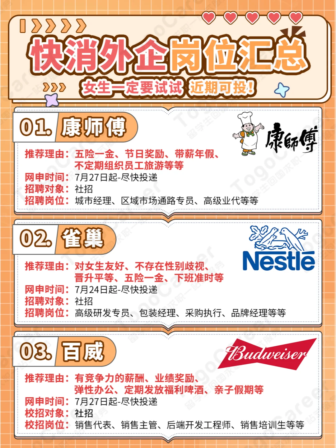 女生一定要试试快消外企❗近期可投❗❗