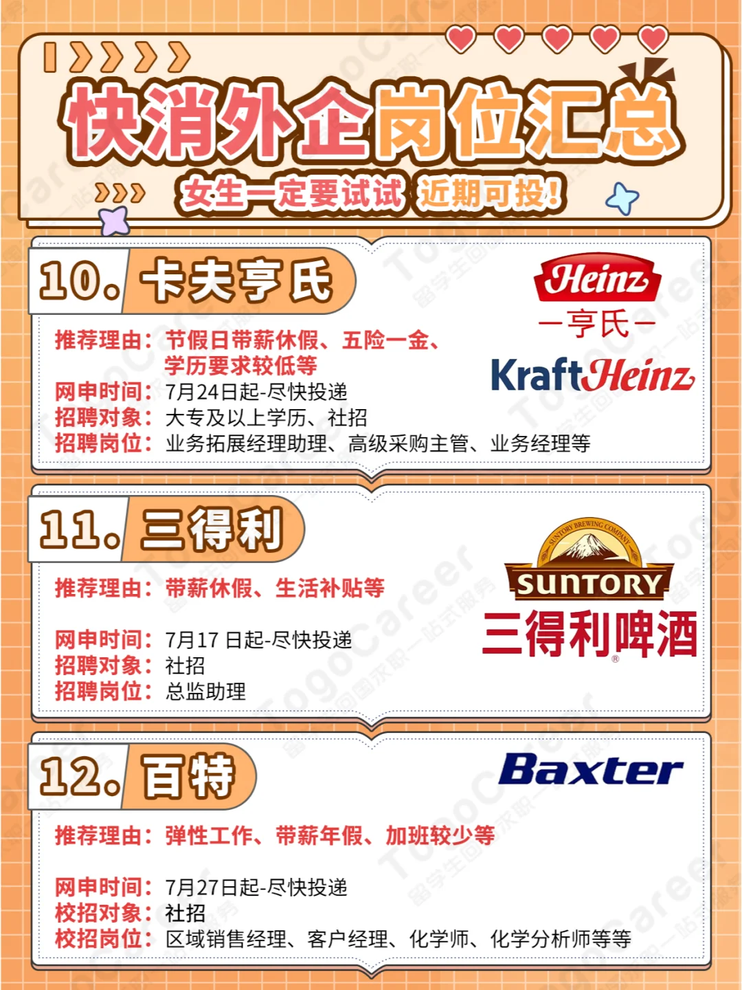 女生一定要试试快消外企❗近期可投❗❗