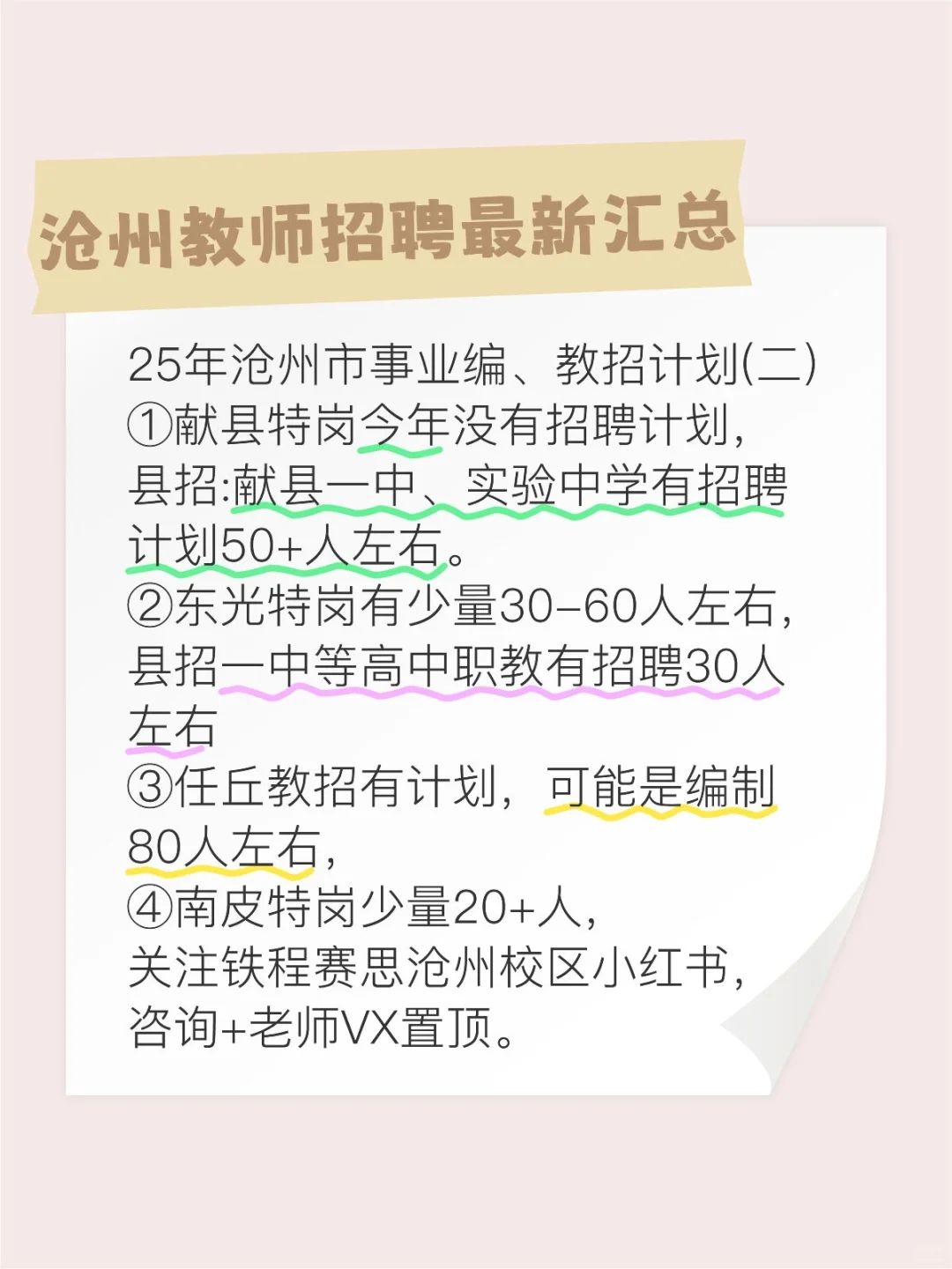 25年沧州教师招聘计划(二)