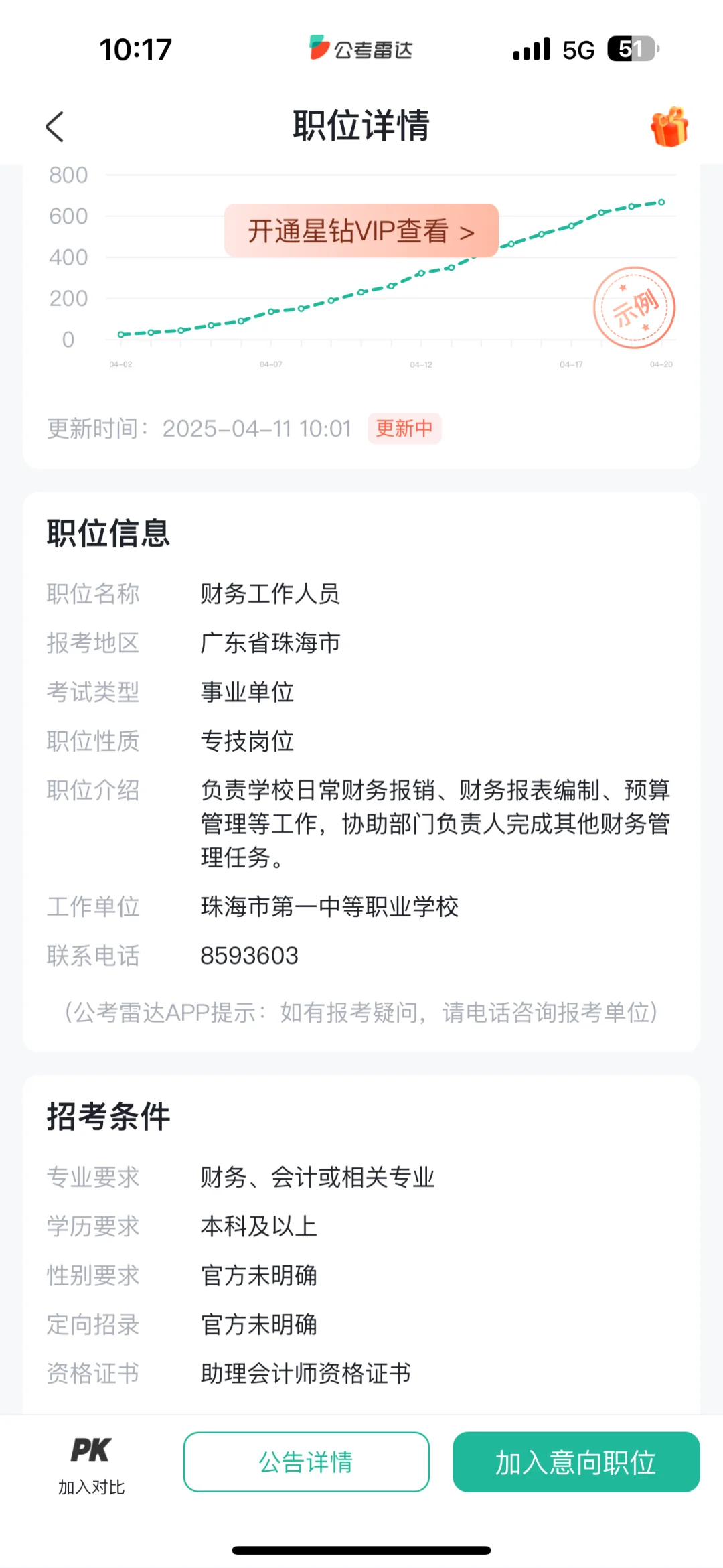 珠海市第一中等职业学校招聘财务