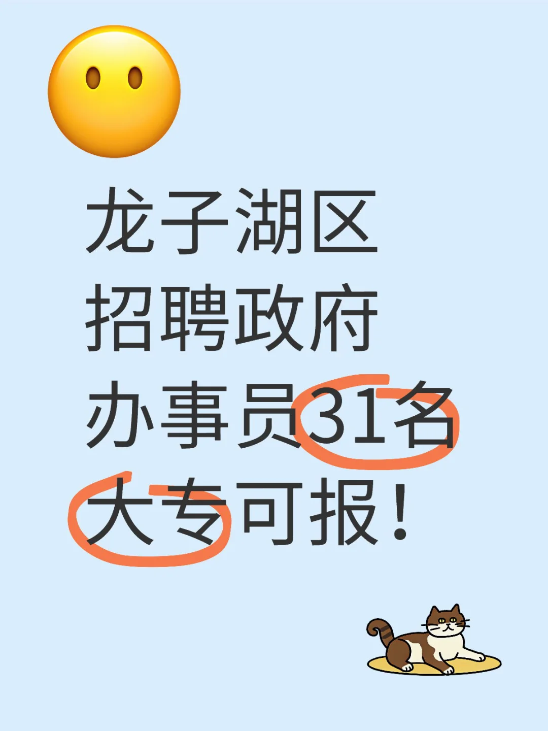 龙子湖区招聘政府办事员31名，大专可报