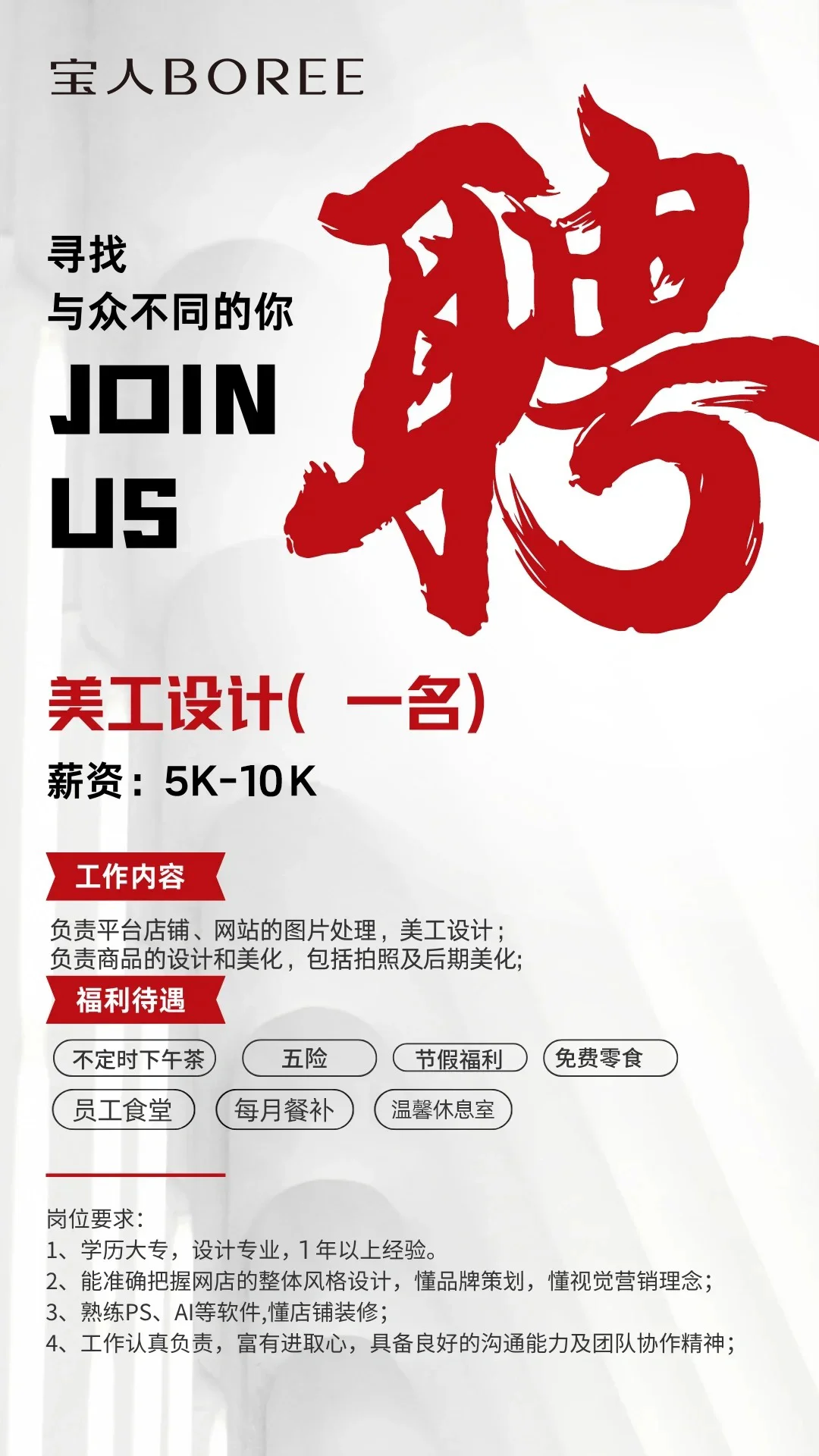 求一名全职电商美工