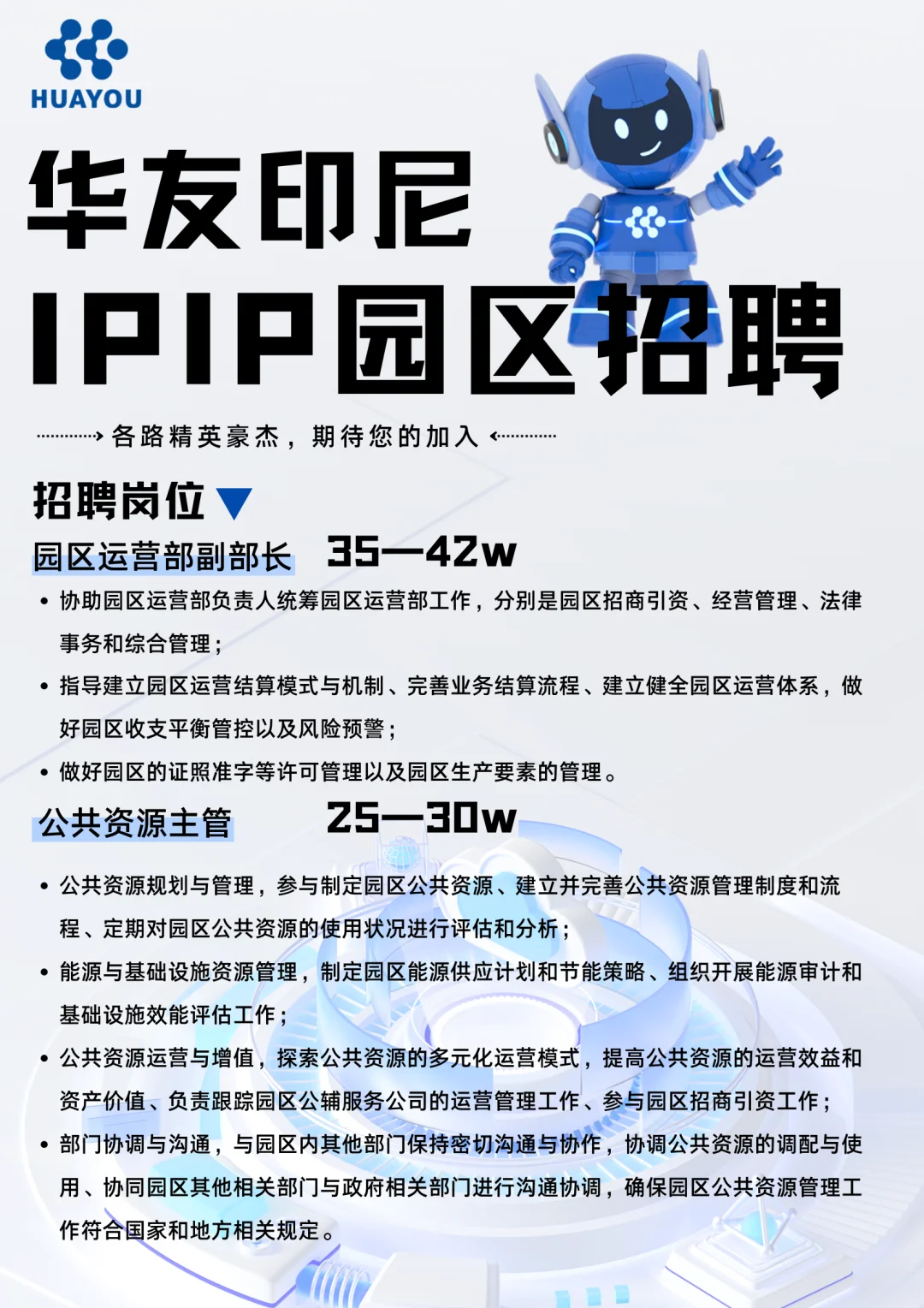 招人！华友印尼园区运营部需要你！