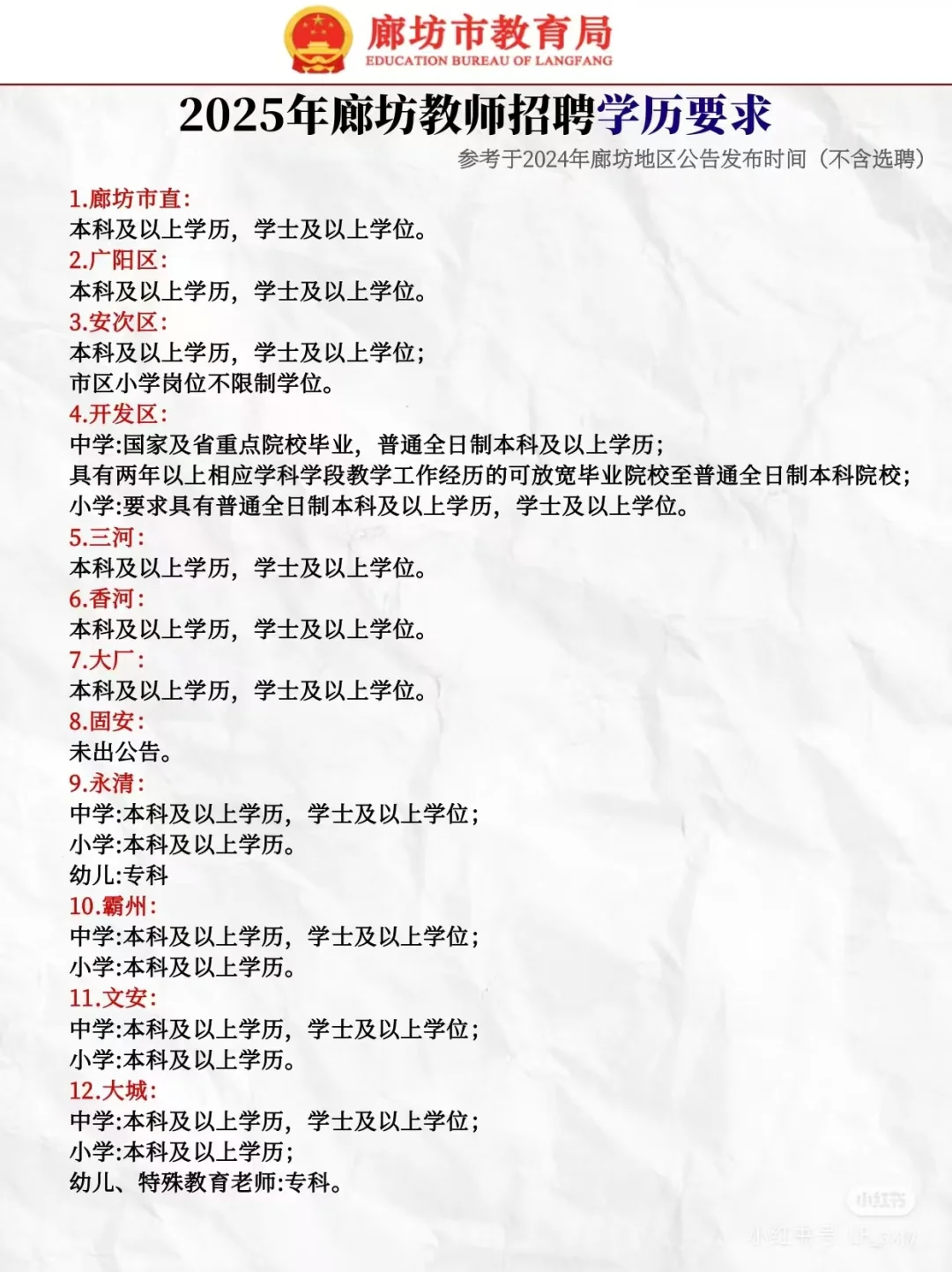 2025年廊坊地区教师招聘学历要求🎈