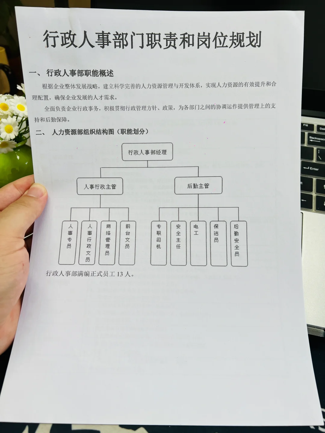 行政人事部门职责及岗位规划