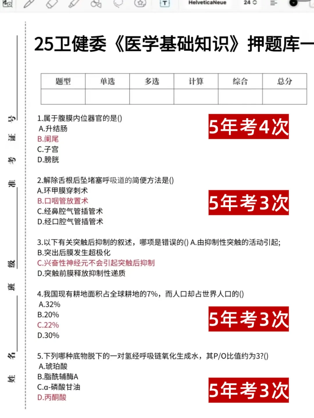 提醒一下下周漳州市医院招聘栲试的！熬夜背