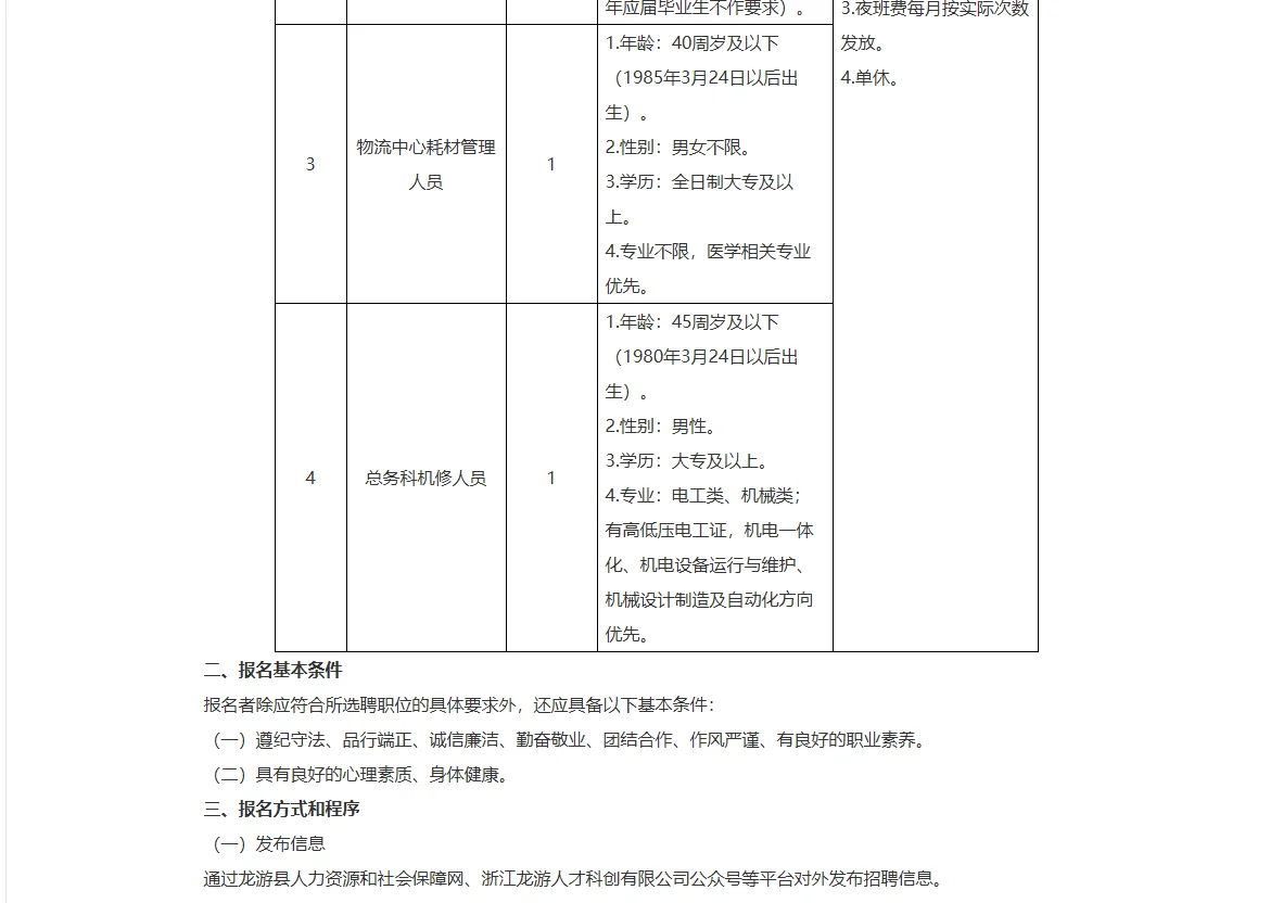 龙游县人民医院招聘5名工作人员❗️
