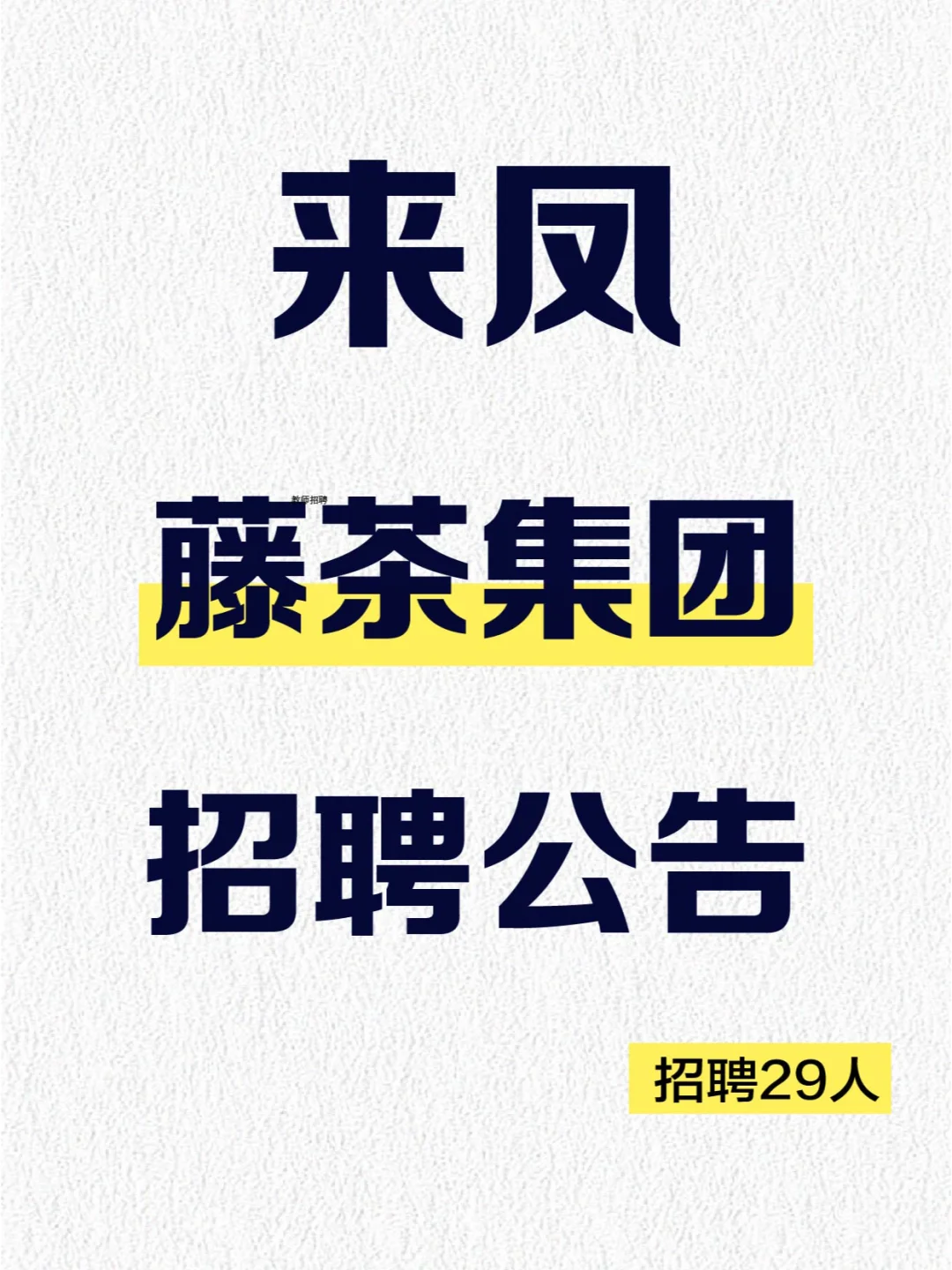 来凤藤茶集团有限责任公司招聘公告