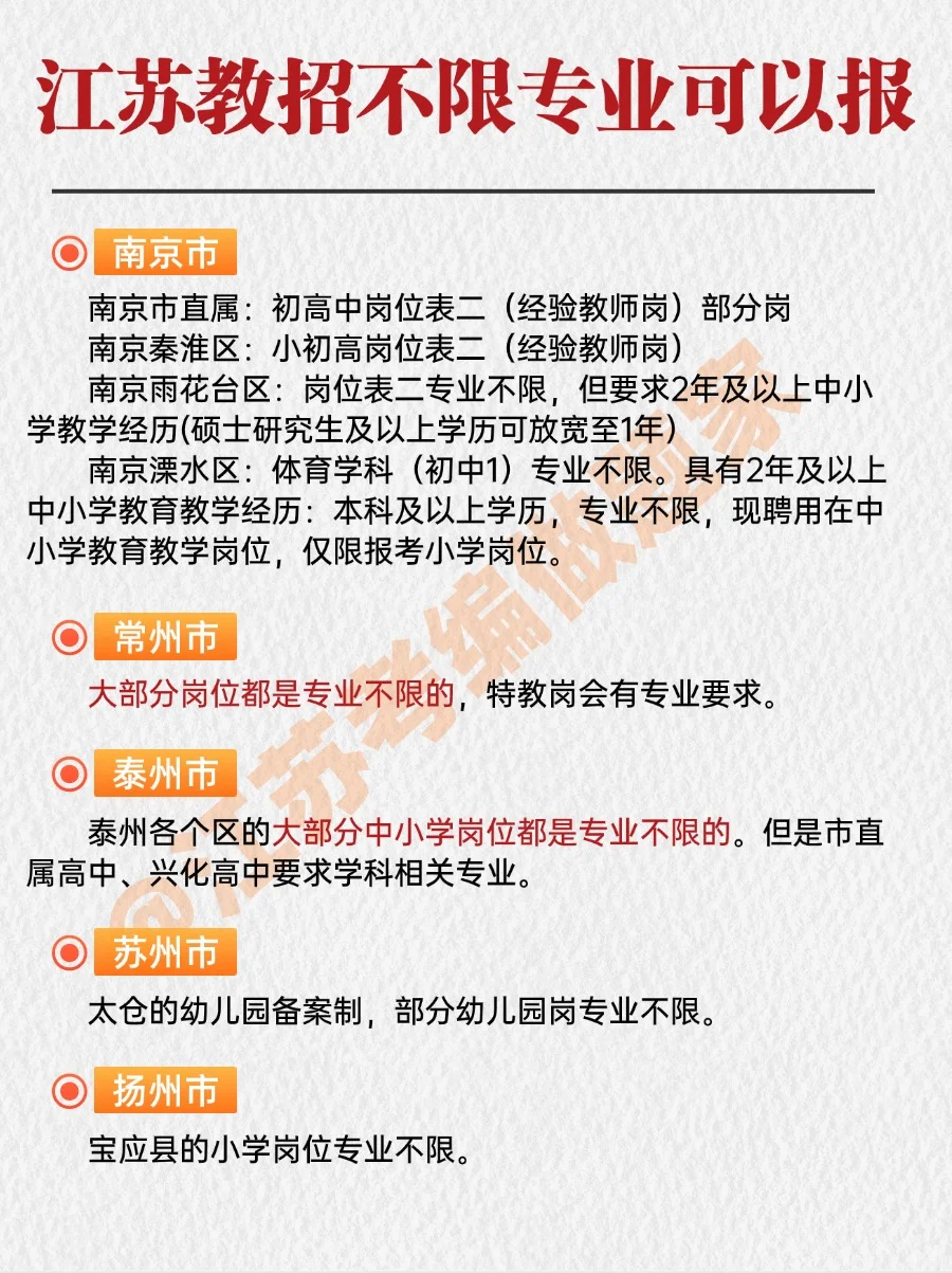 教师编制🔥原来江苏不限专业的岗位这么多