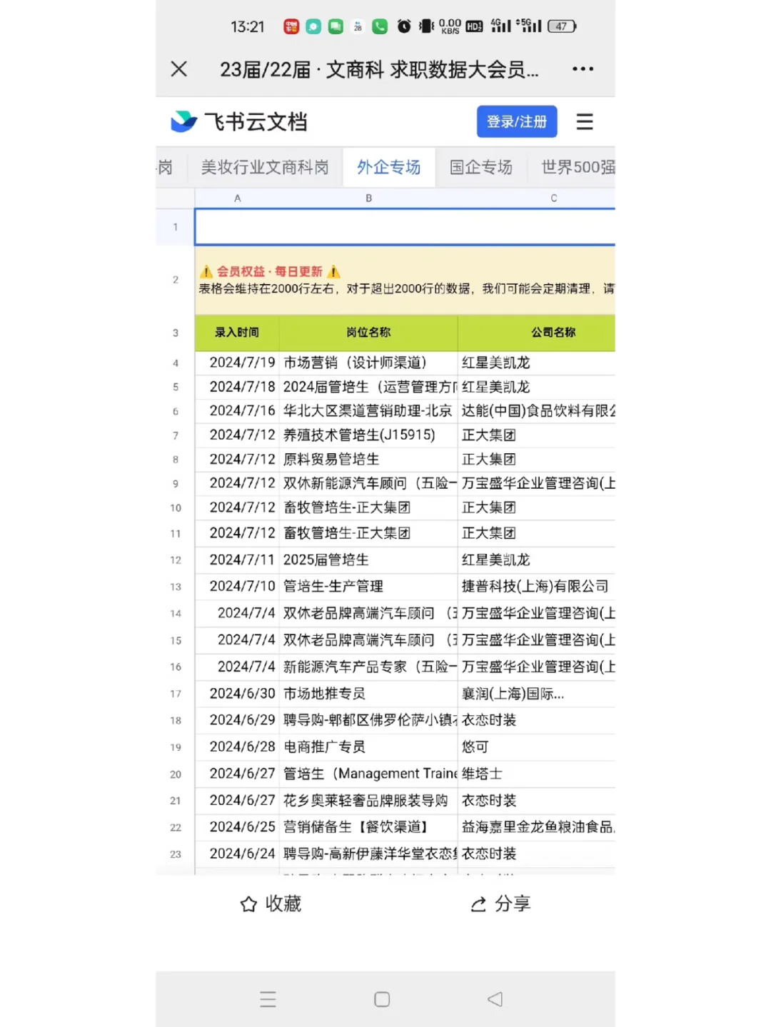 央国企春招岗位表