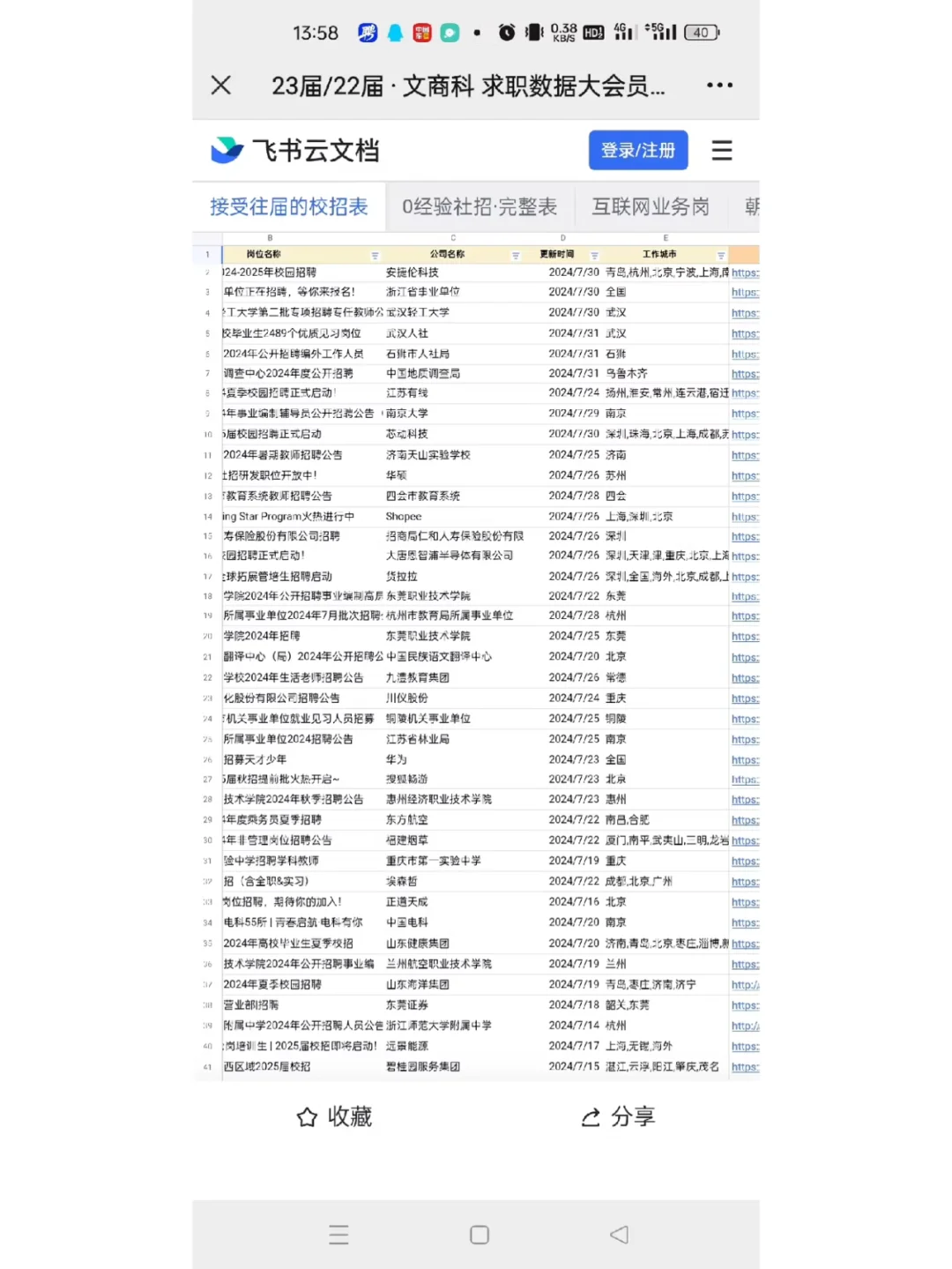 央国企春招岗位表