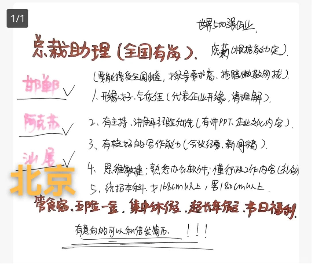 总裁助理招聘啦 小伙伴们看过来👀