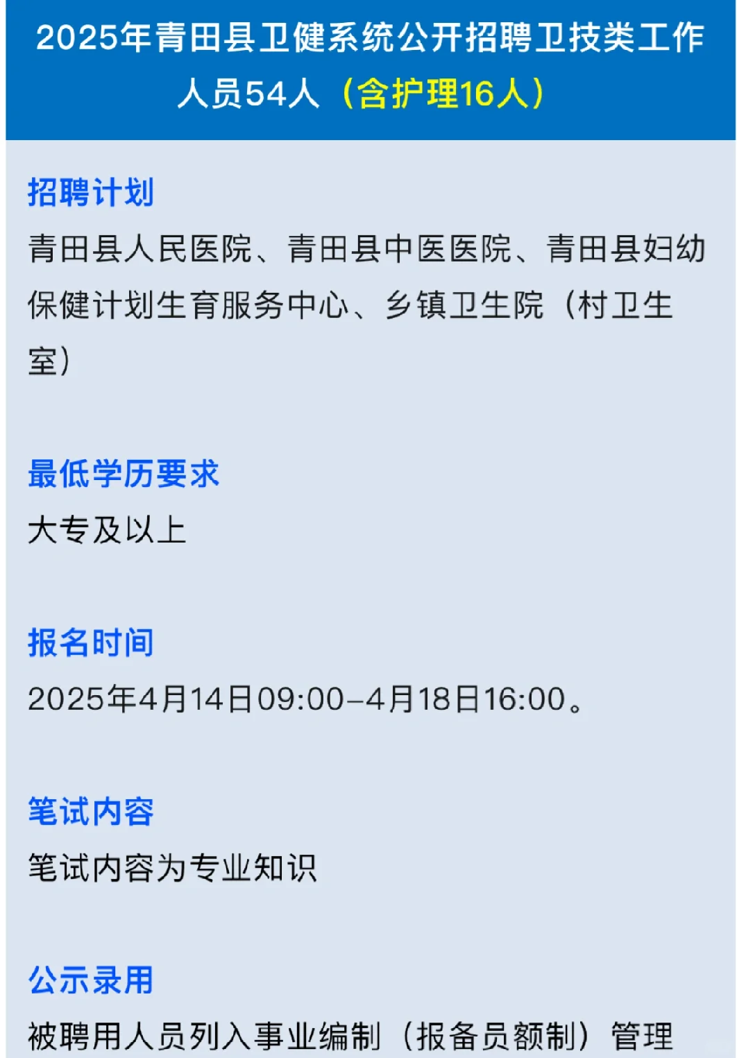 青田县卫健委招聘考试，无非就这些🤫