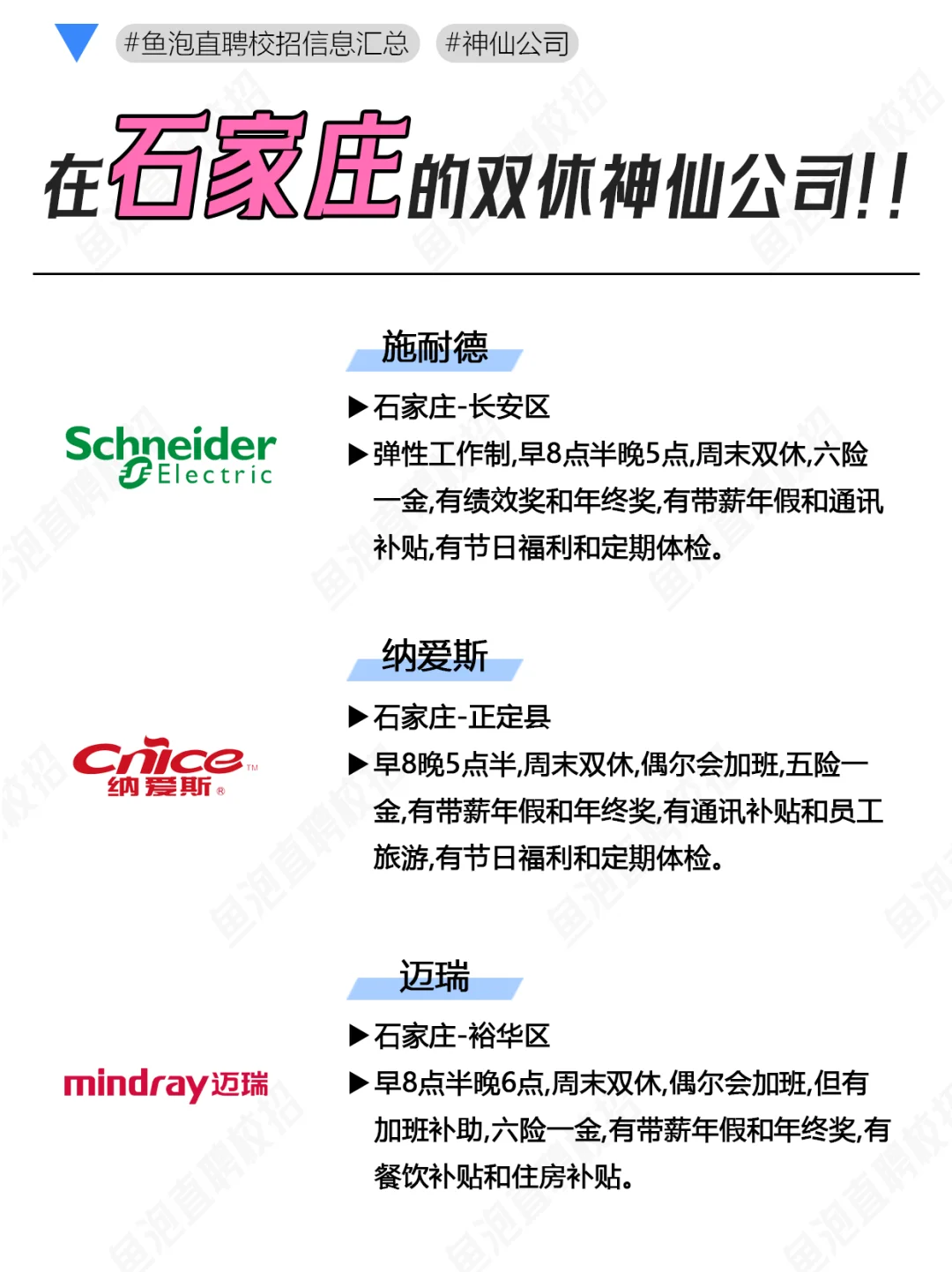 在石家庄推荐应届生去的神仙公司合集！