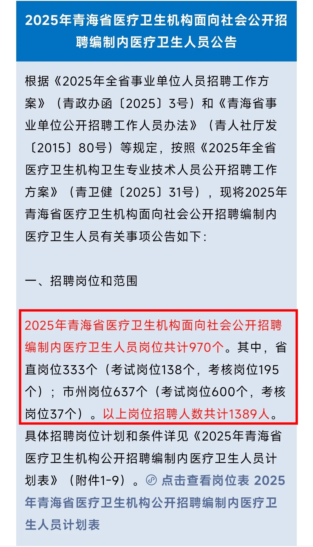 给大家普及下青海卫健委招聘需要达到的强度